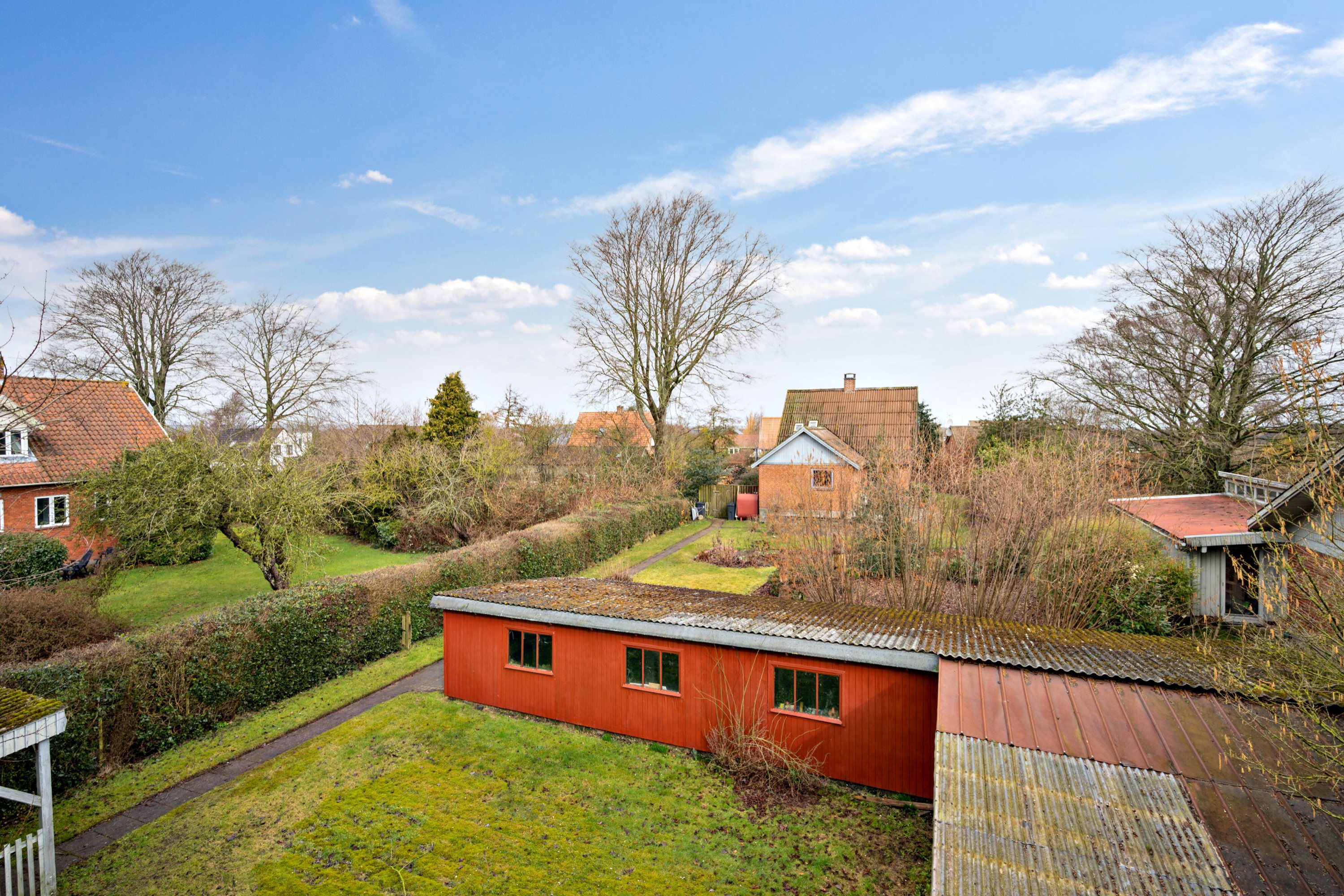Fremhævet set fra haven billede i fuldskærmstilstand. Billede af Vestergårdsvej 4, Boulstrup, 8300 Odder