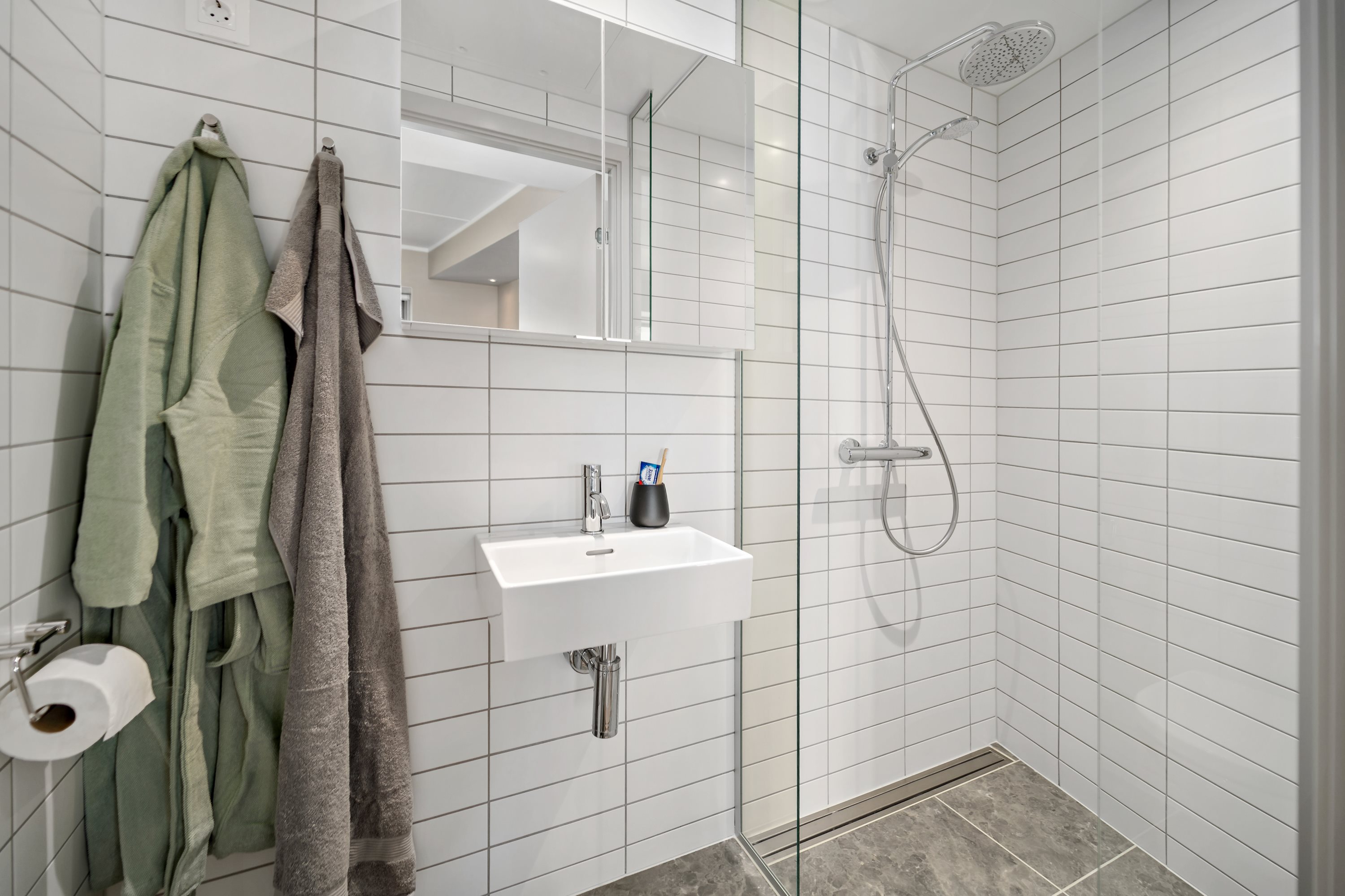 Fremhævet badeværelse billede i fuldskærmstilstand. Billede af Gøteborg Allé 6, 7. 52., 8200 Aarhus N