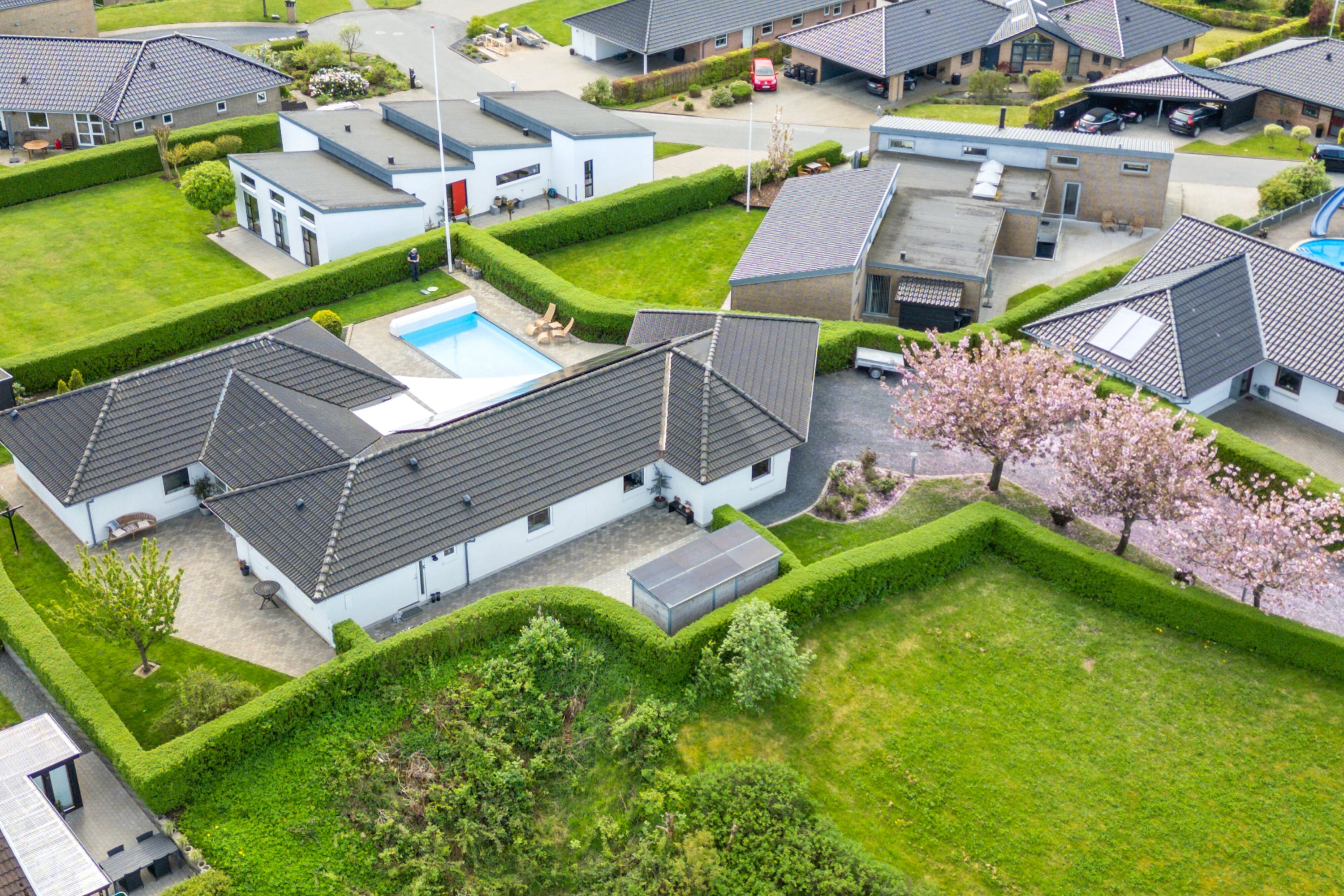 Fremhævet luftfoto billede i fuldskærmstilstand. Billede af Brunbjergparken 89, Løjt Kirkeby, 6200 Aabenraa