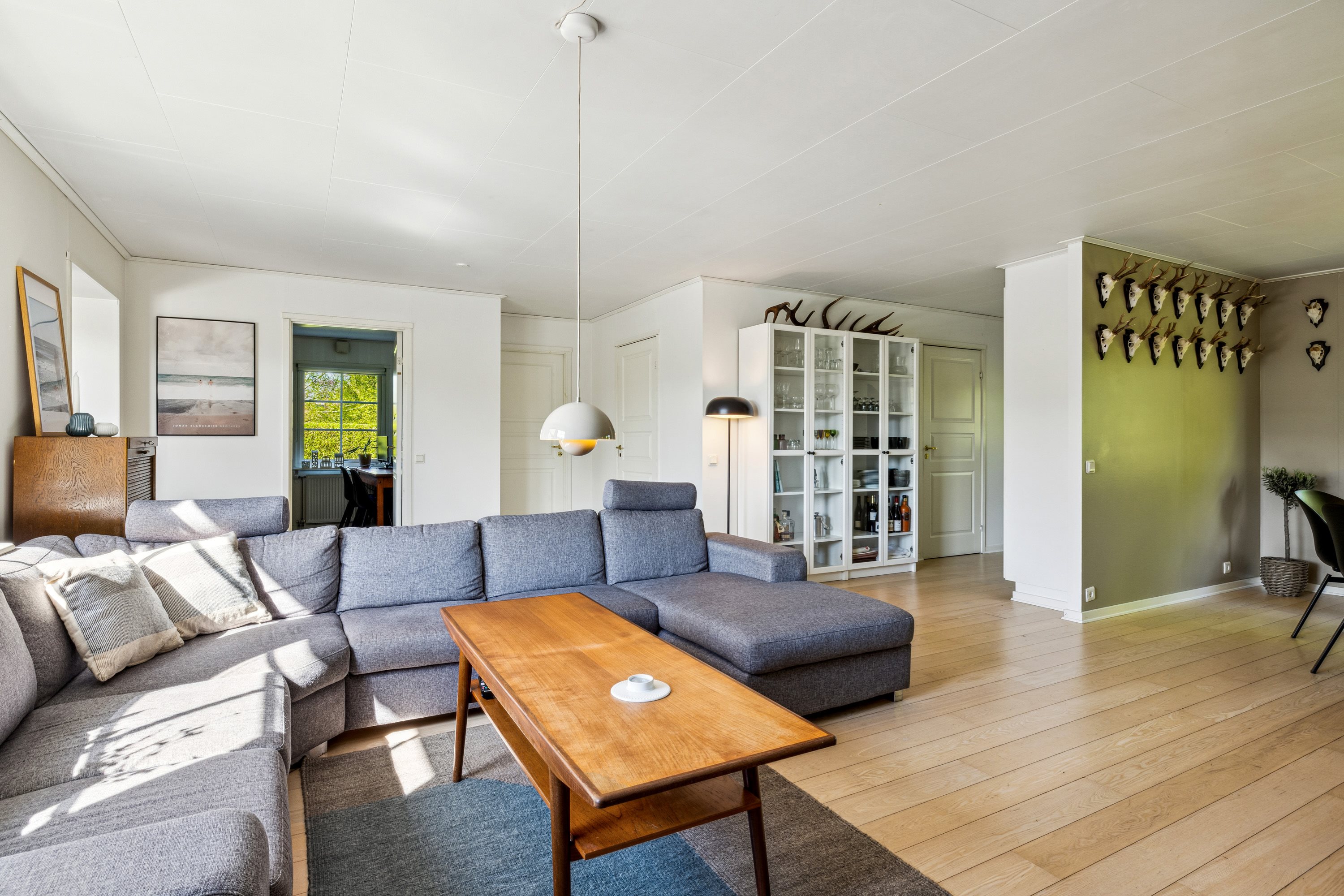 Fremhævet stue billede i fuldskærmstilstand. Billede af Kløvervangen 18, Lime, 8544 Mørke