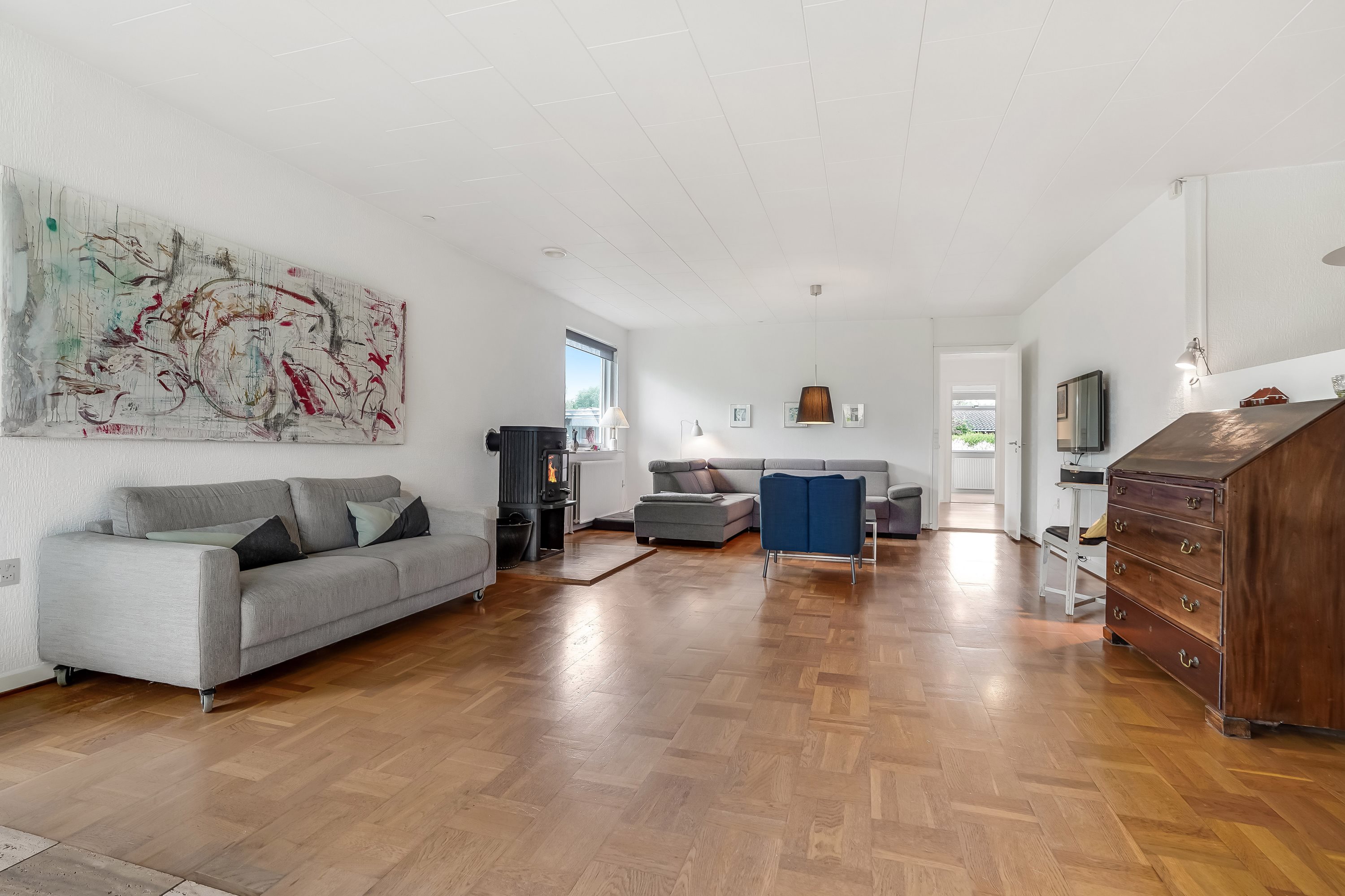 Fremhævet stue billede i fuldskærmstilstand. Billede af Rosenvold 37, 7300 Jelling