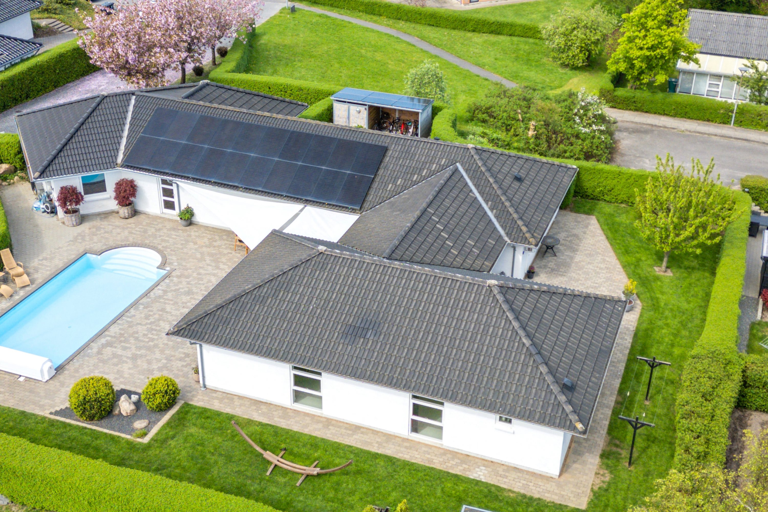 Fremhævet luftfoto billede i fuldskærmstilstand. Billede af Brunbjergparken 89, Løjt Kirkeby, 6200 Aabenraa