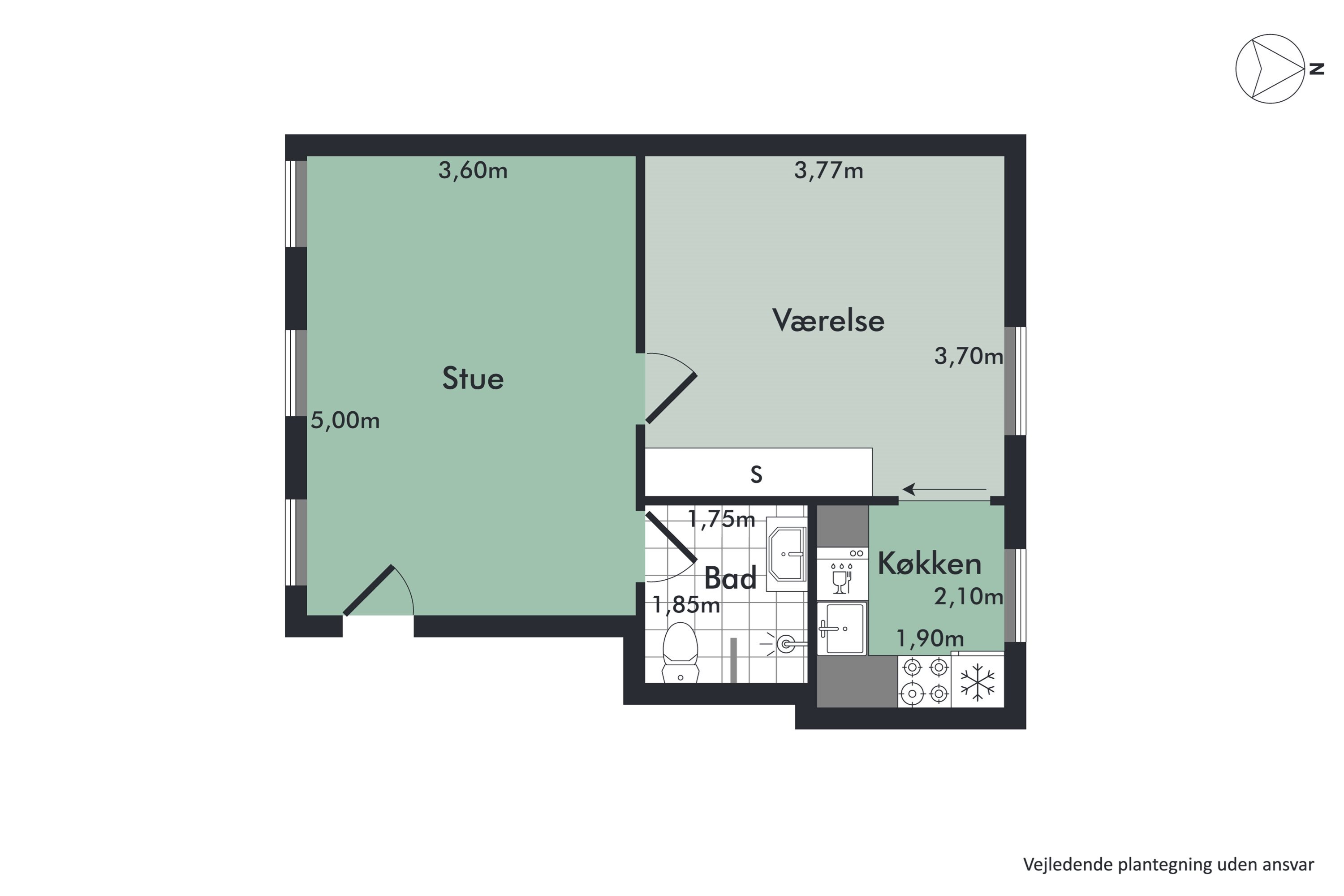 Plantegninger billede af Kayerødsgade 9, 1. th., 9000 Aalborg