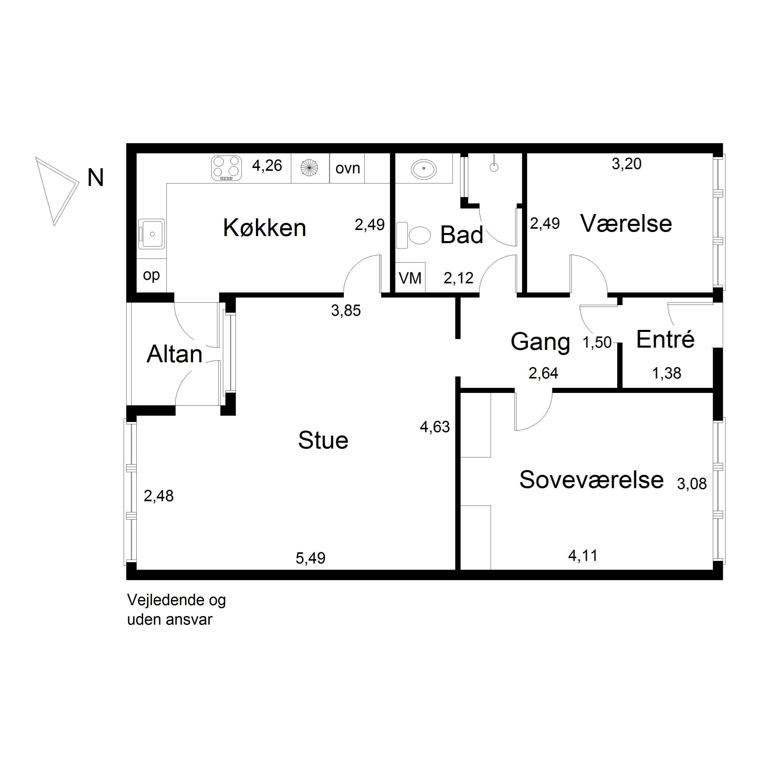Plantegninger billede af St Tranegade 22, 1. tv., 9240 Nibe