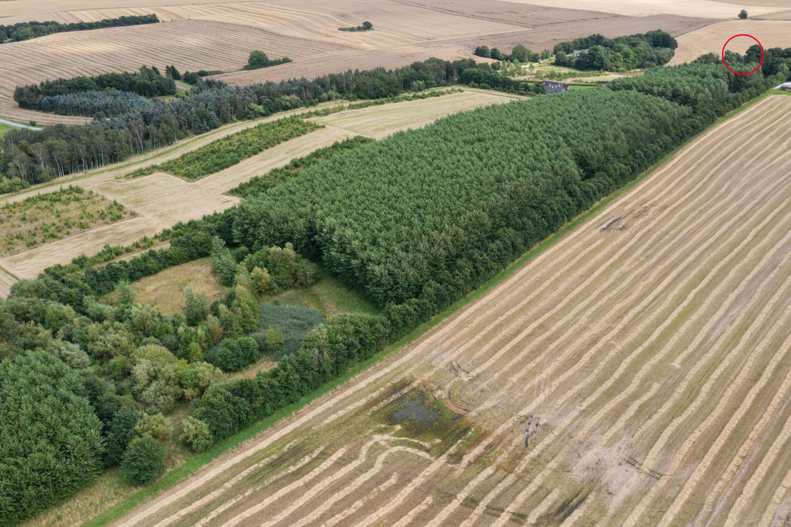 Fremhævet luftfoto billede i fuldskærmstilstand. Billede af Gml Oustrupvej 18, Mygind, 8544 Mørke