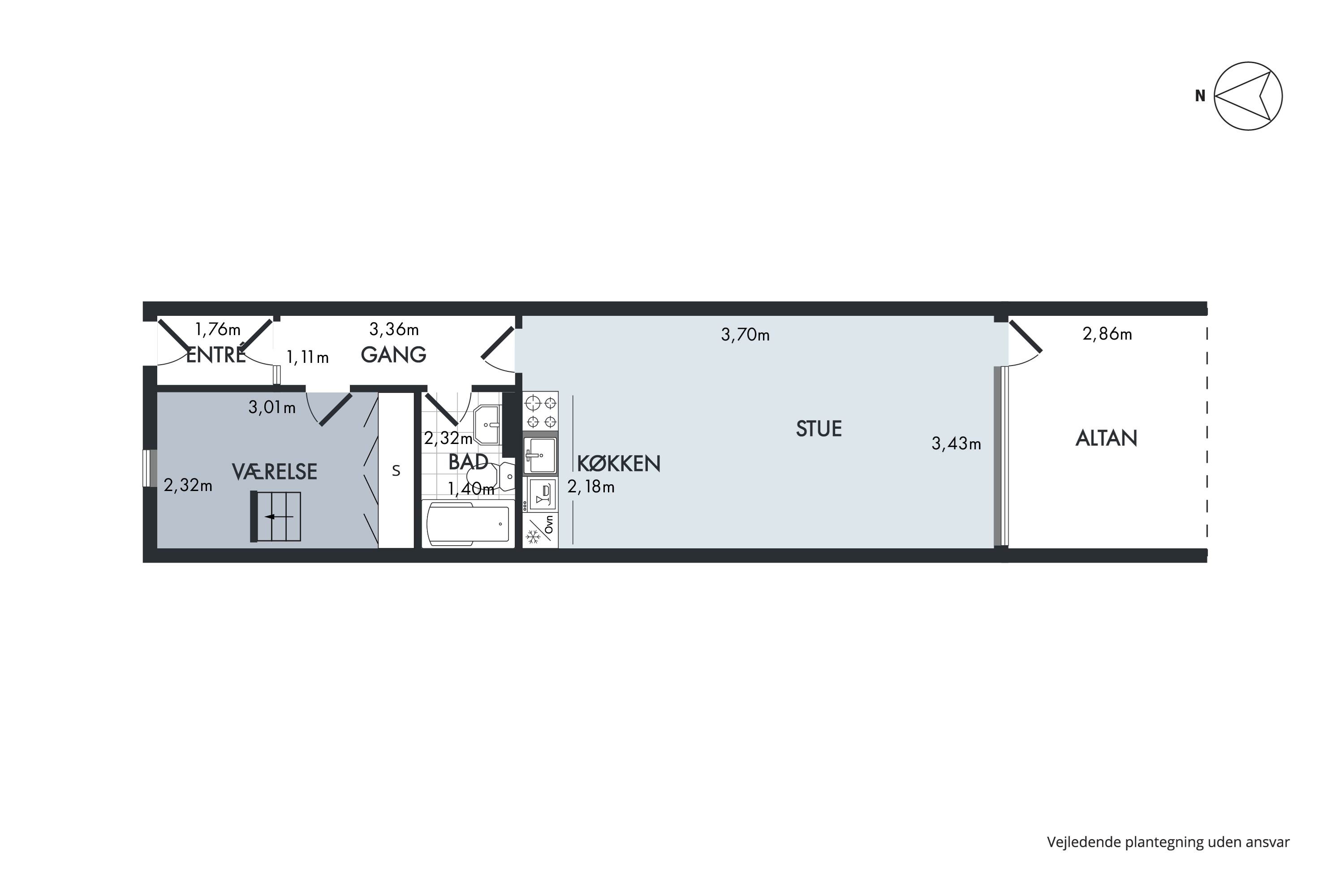 Plantegninger billede af Fægangsvej 11A, 1. 212., Bønnerup Strand, 8585 Glesborg