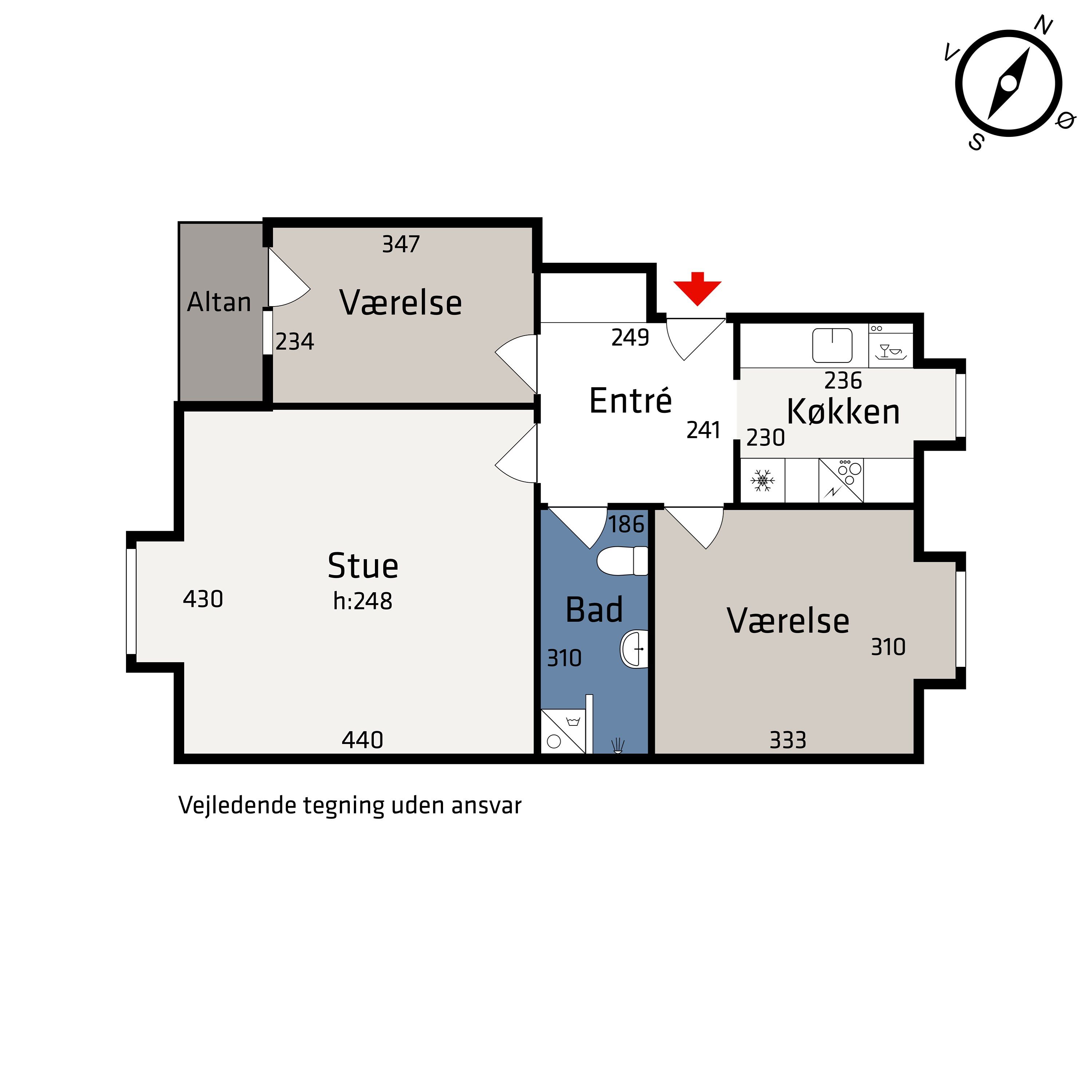 Plantegninger billede af Tousvej 83, 2. tv., 8230 Åbyhøj