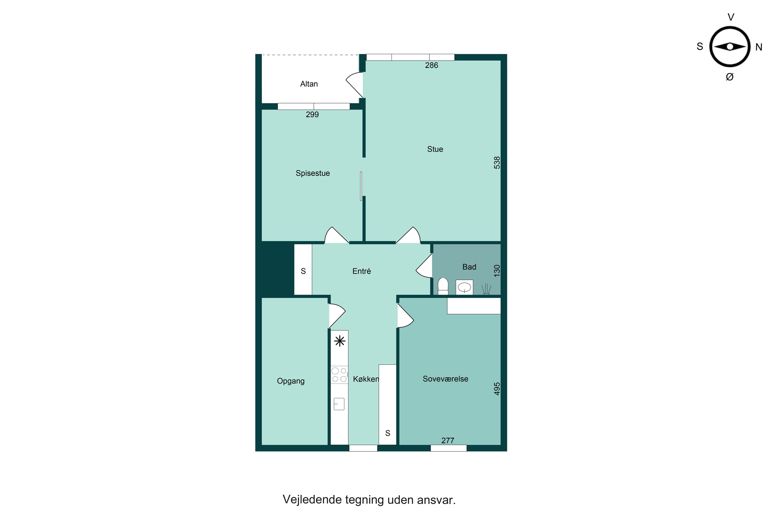 Plantegninger billede af Fredrik Bajers Gade 4, 2. th., 8700 Horsens