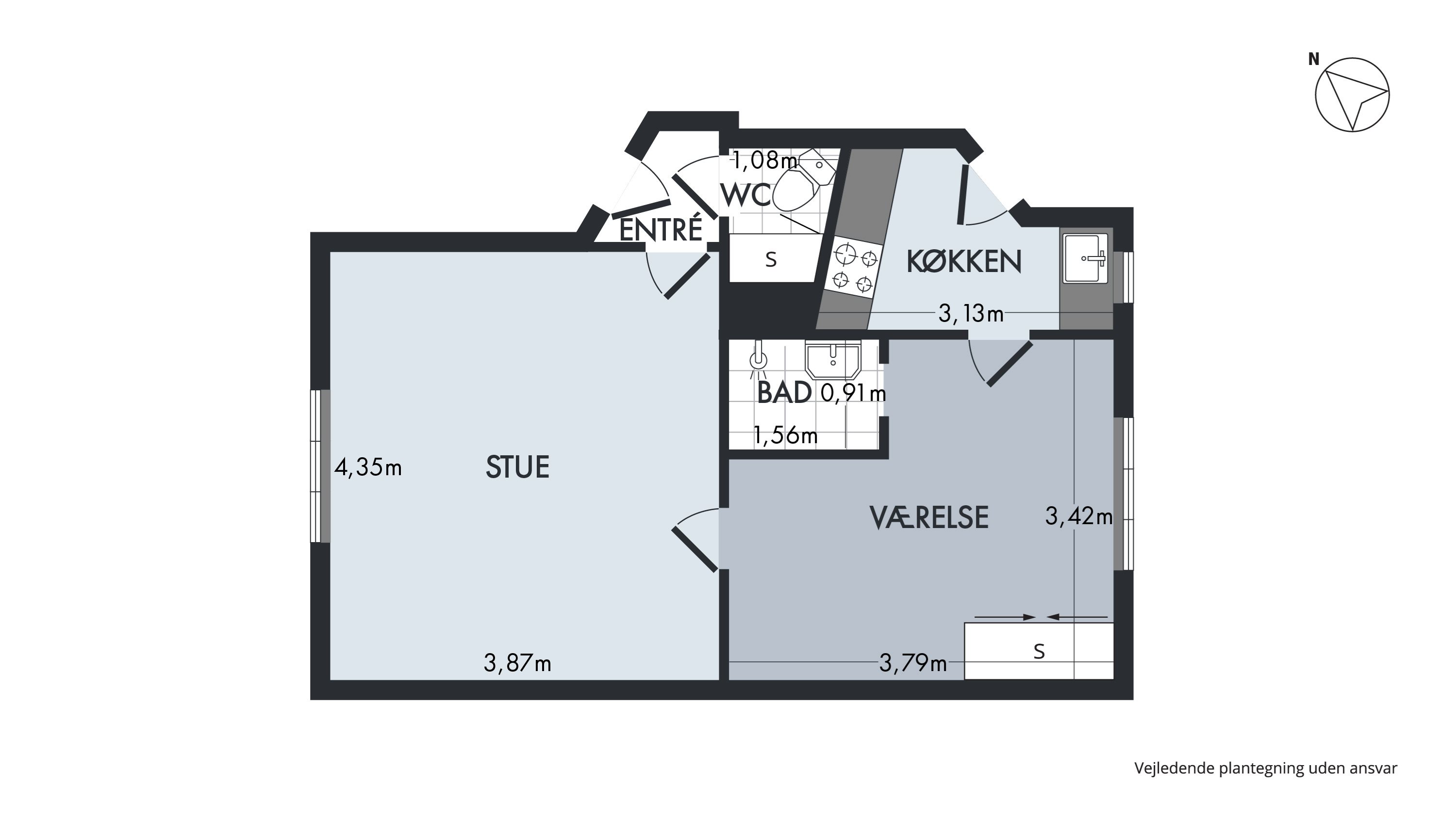 Plantegninger billede af Carit Etlars Gade 6, 2. th., Vejgaard, 9000 Aalborg
