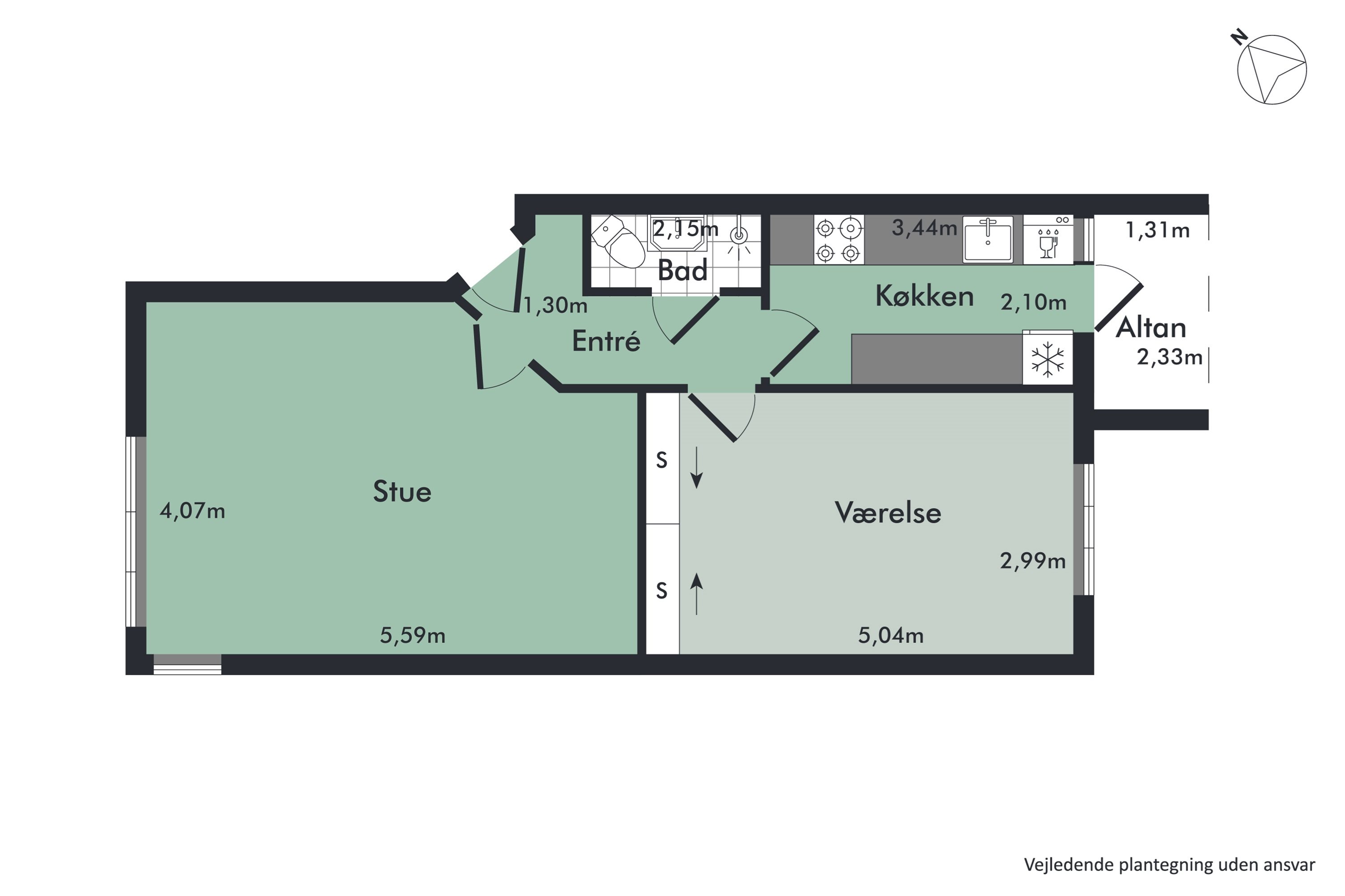 Plantegninger billede af Rolighedsvej 7A, 1. th., 9400 Nørresundby