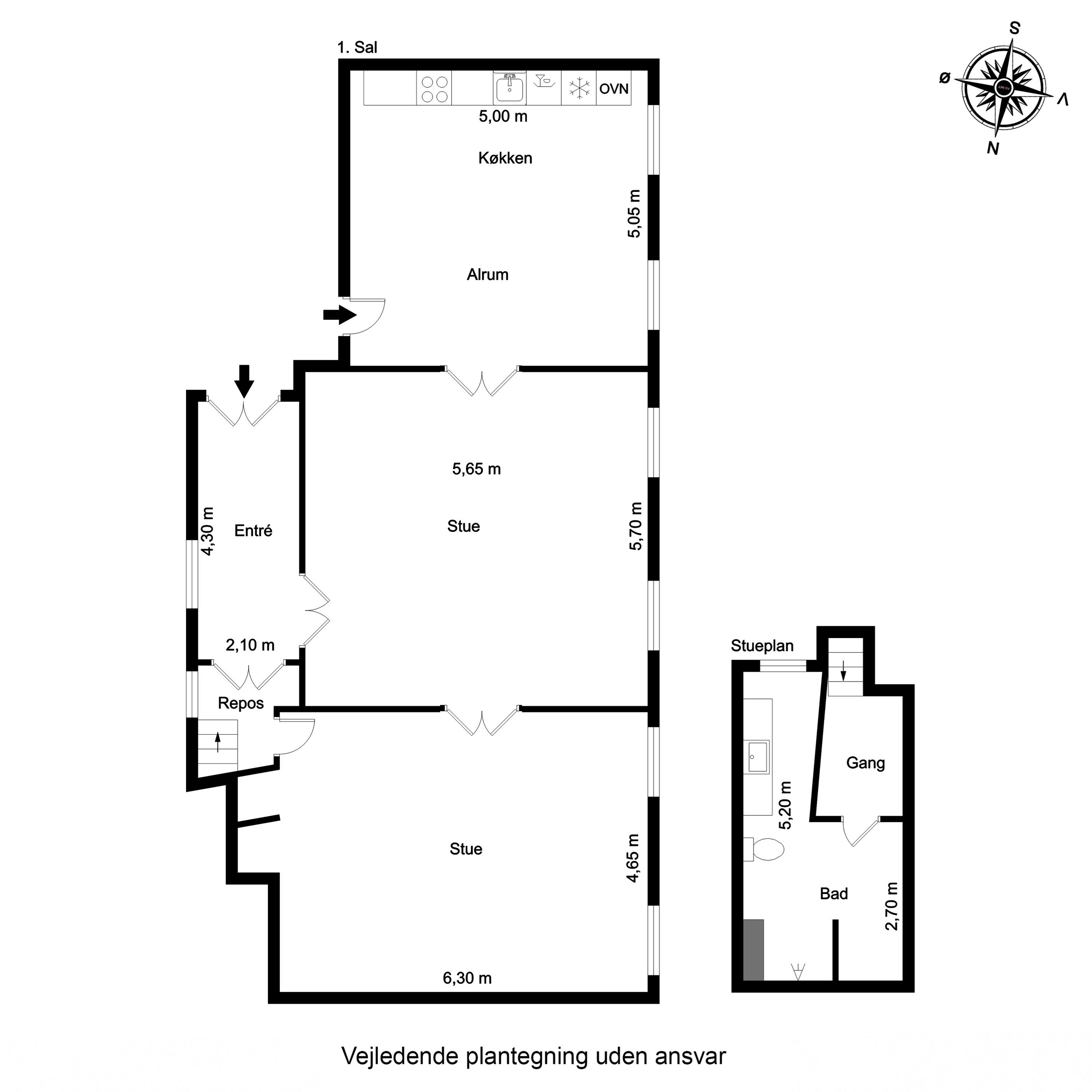 Plantegninger billede af Nørregade 45B, 1. th., 5000 Odense C