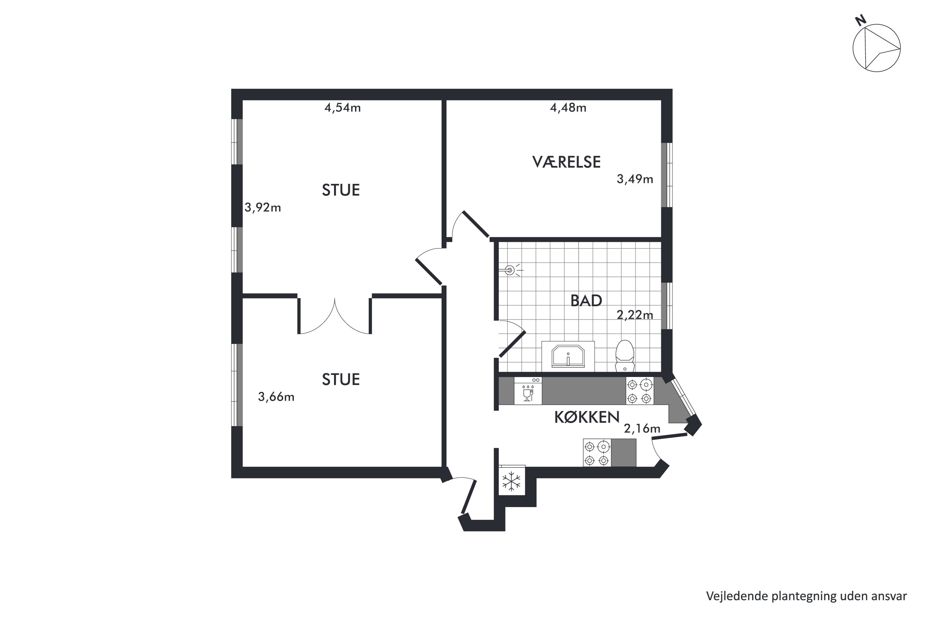 Plantegninger billede af Jyllandsgade 11, 1. tv., 8800 Viborg