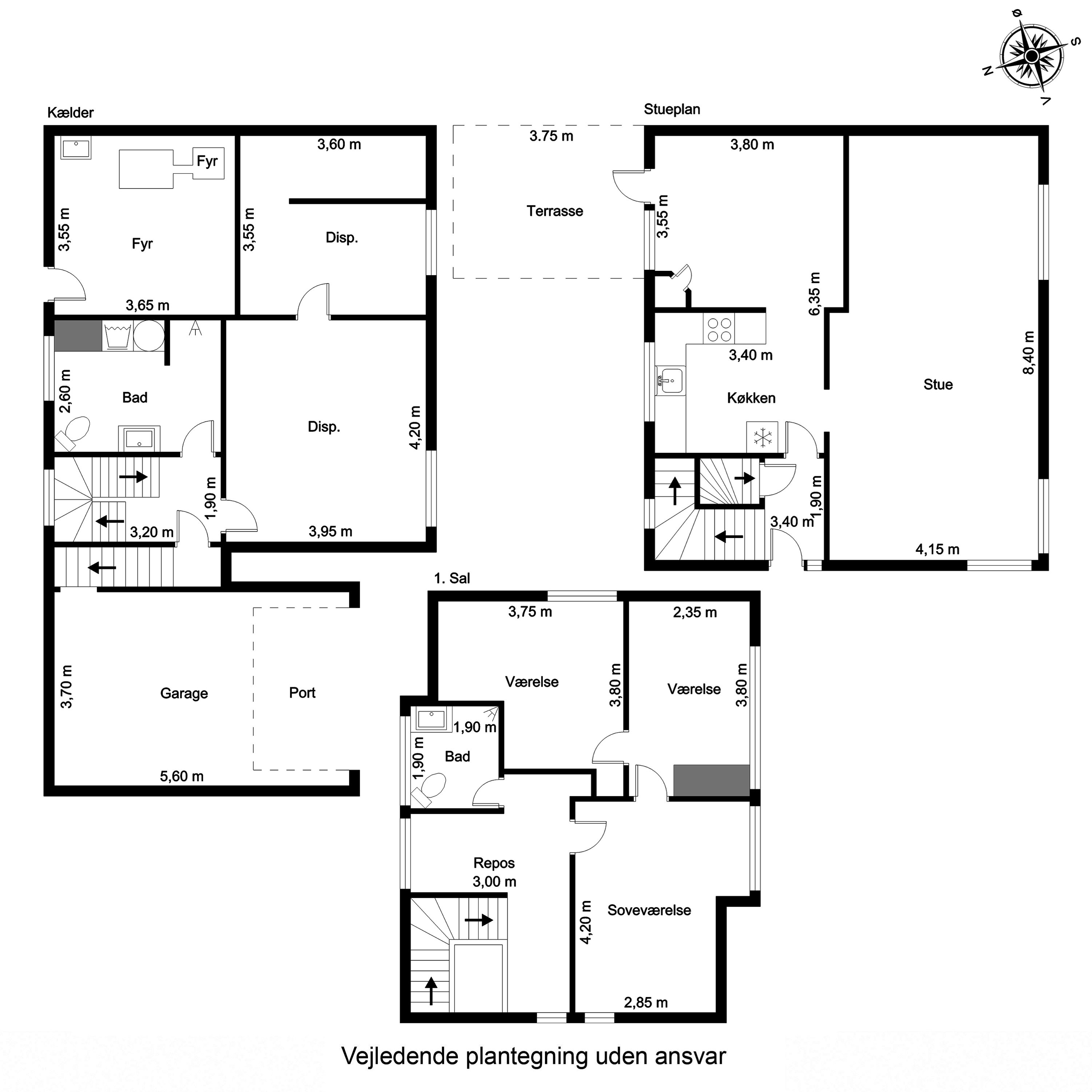 Plantegninger billede af Villavej 3, Grædstrup, 8740 Brædstrup