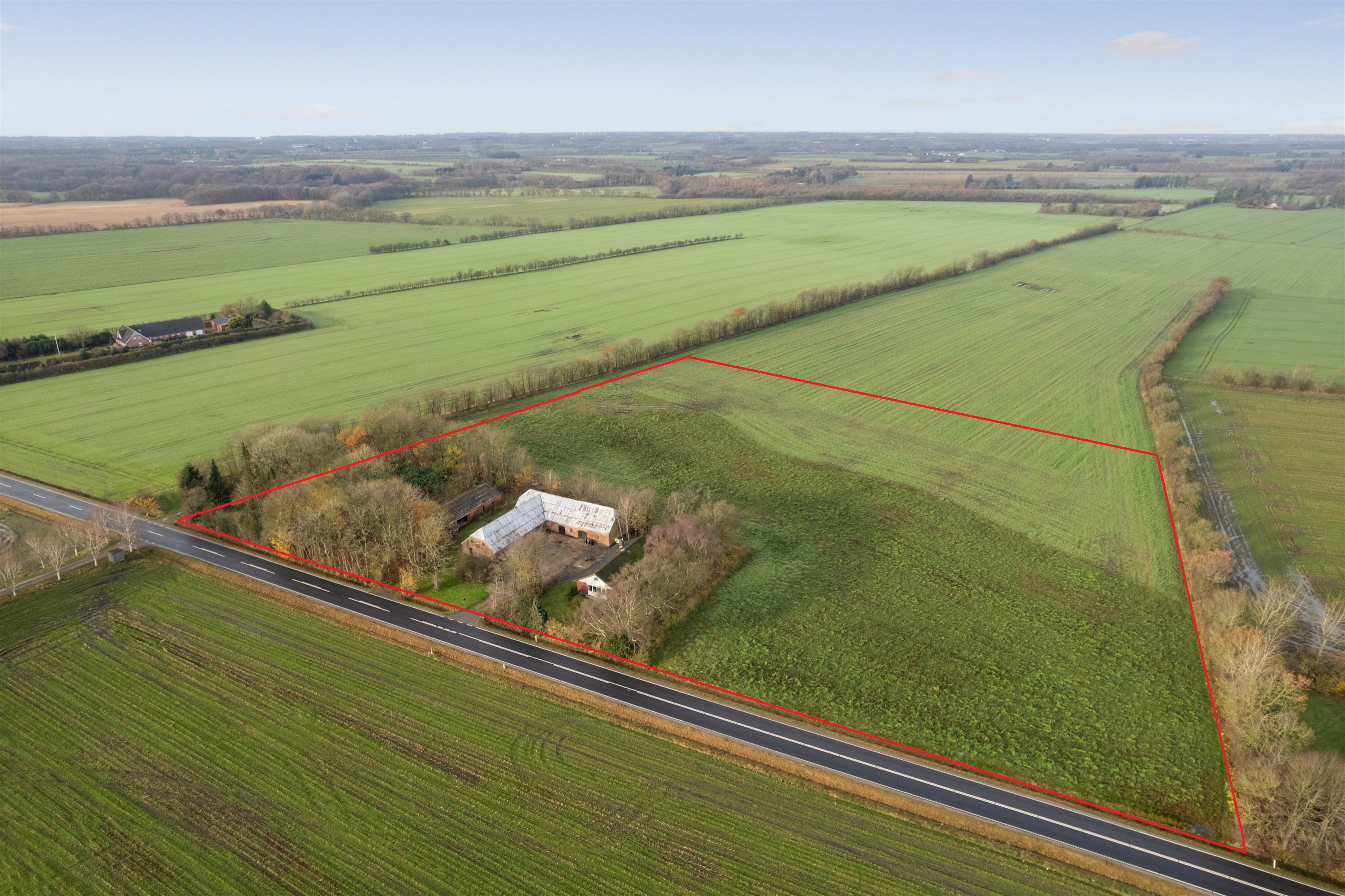 Fremhævet luftfoto billede i fuldskærmstilstand. Billede af Vejlevej 53, Hodde, 6862 Tistrup