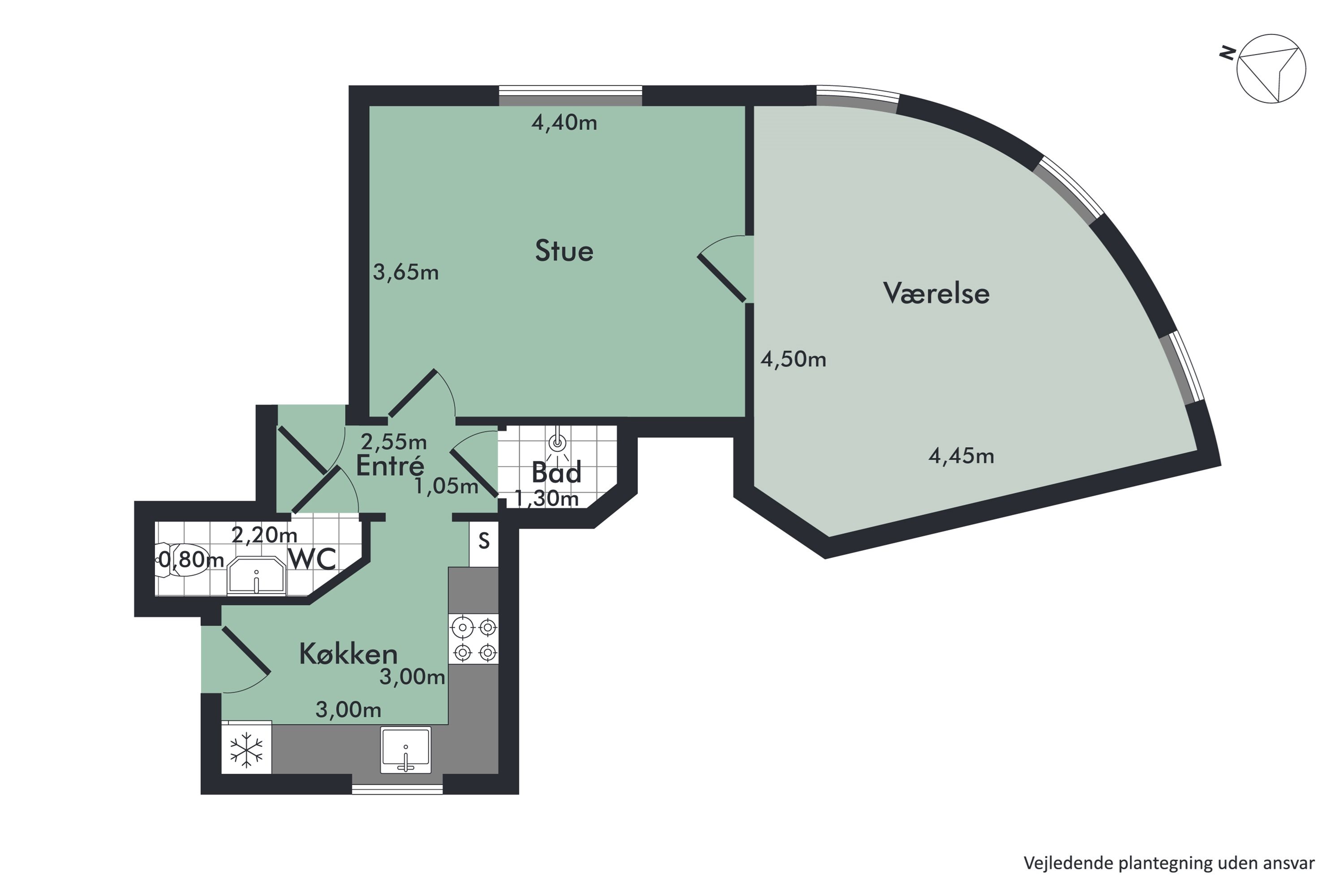 Plantegninger billede af Finlandsgade 12, st.. tv., 9000 Aalborg