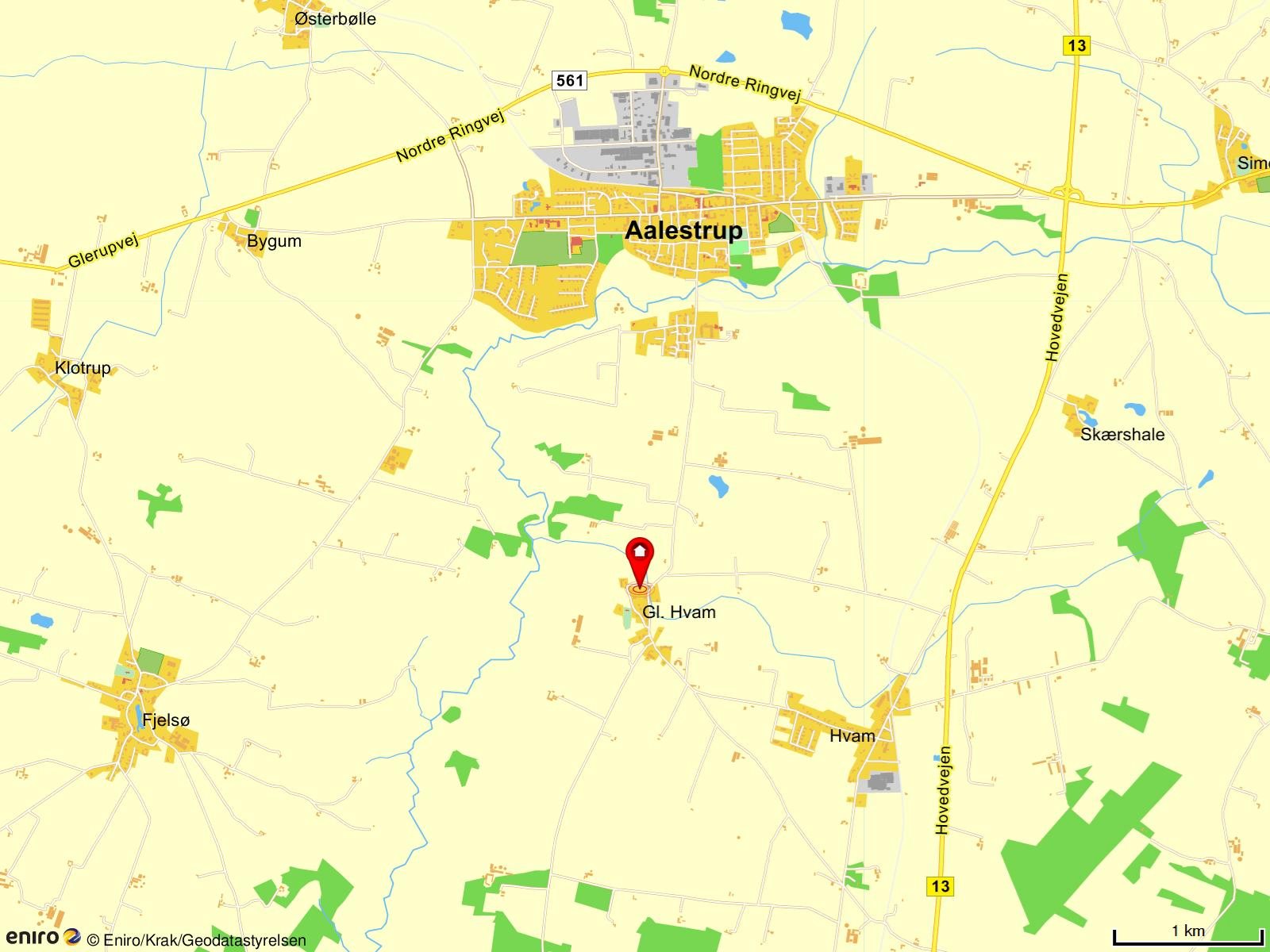 Fremhævet kort billede i fuldskærmstilstand. Billede af Bækgaardsvej 12, Gl Hvam, 9620 Aalestrup