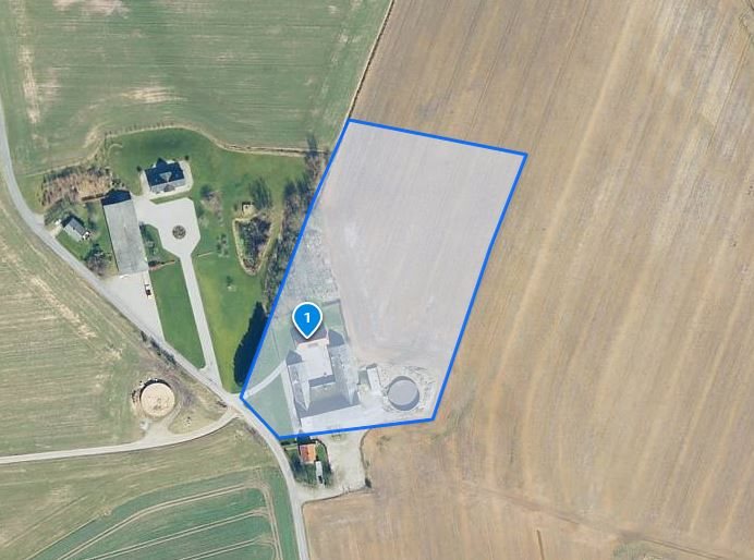 Fremhævet kort over jorden billede i fuldskærmstilstand. Billede af Grydstedvej 55A, Tyrrestrup, 9240 Nibe