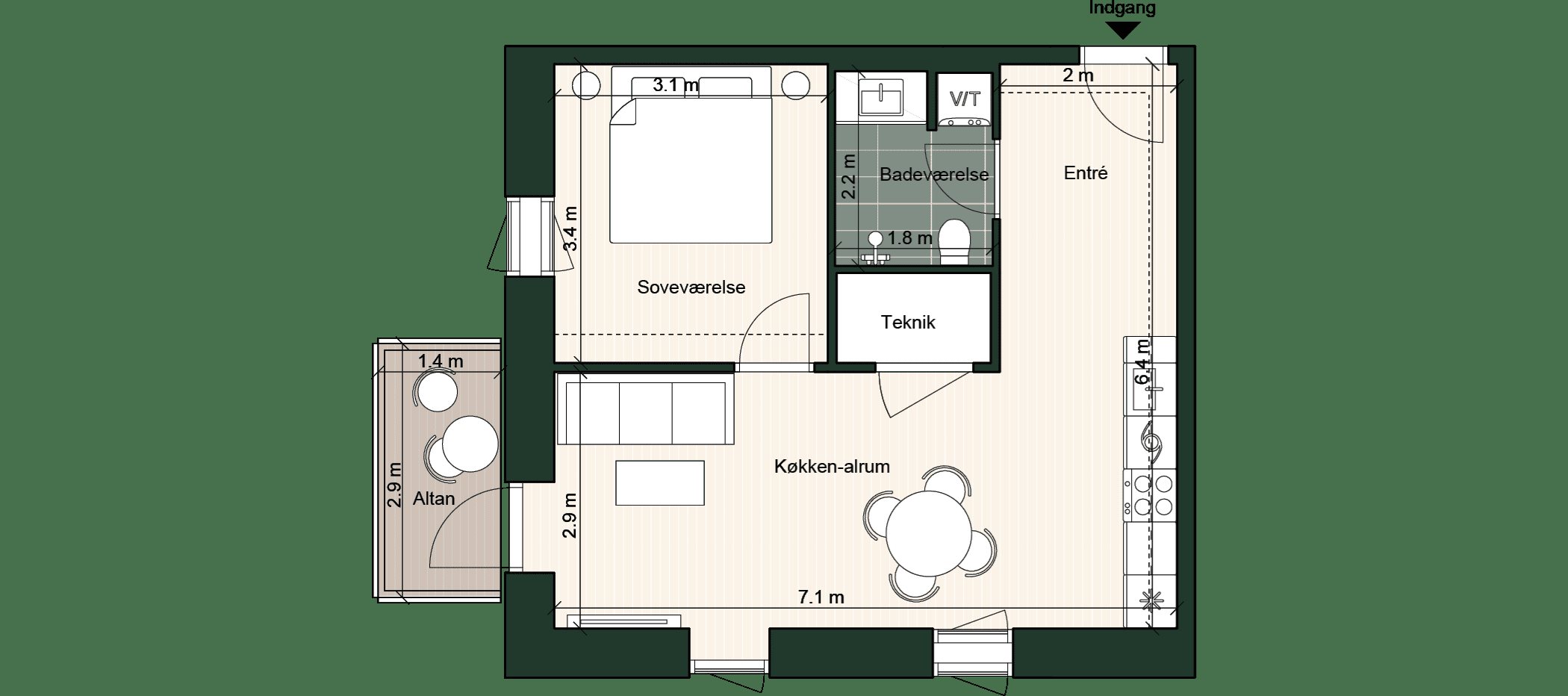 Plantegninger billede af Havnegade 10, 2. tv., 5000 Odense C