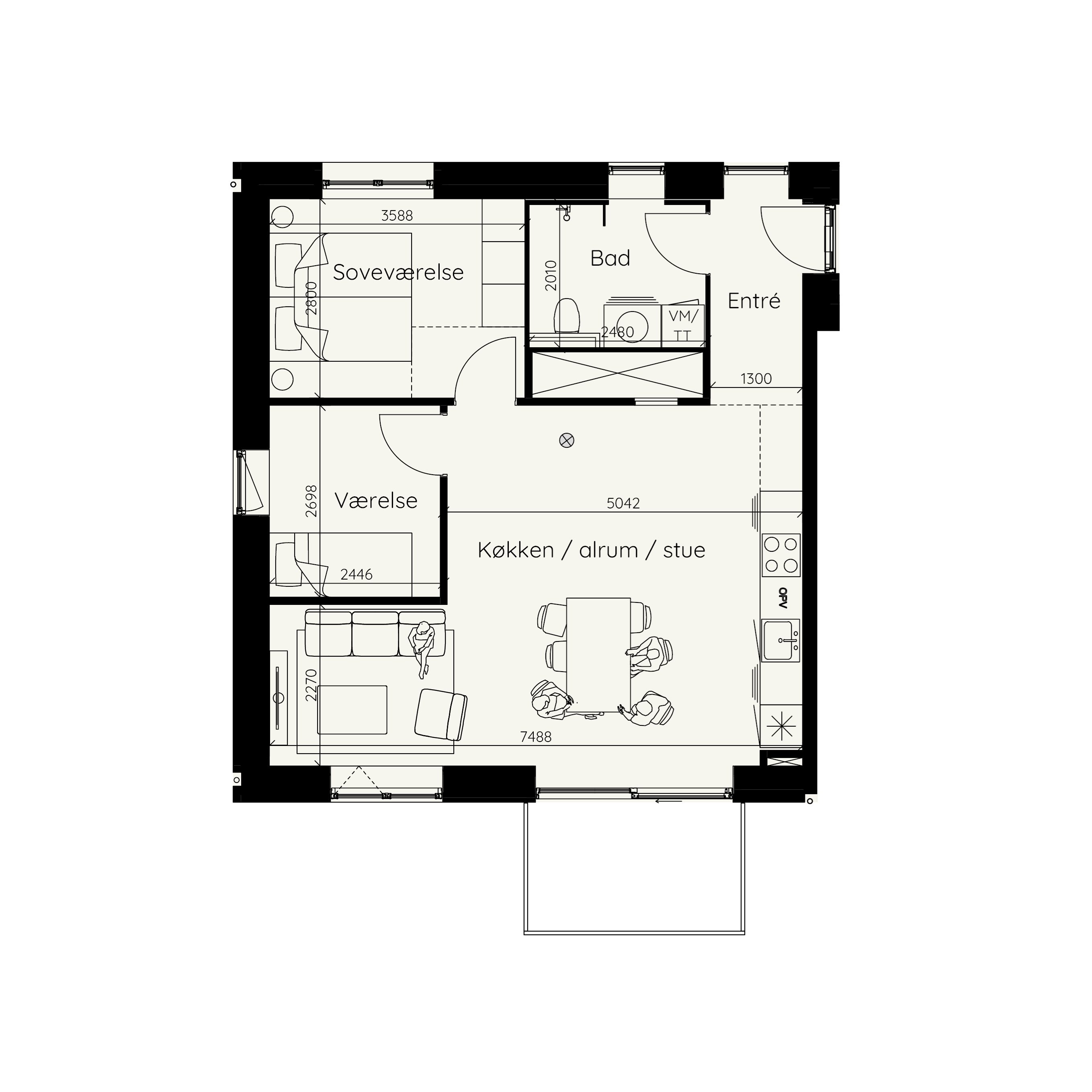 Plantegninger billede af Færgebyen 46, 1. 2., Hou, 8300 Odder