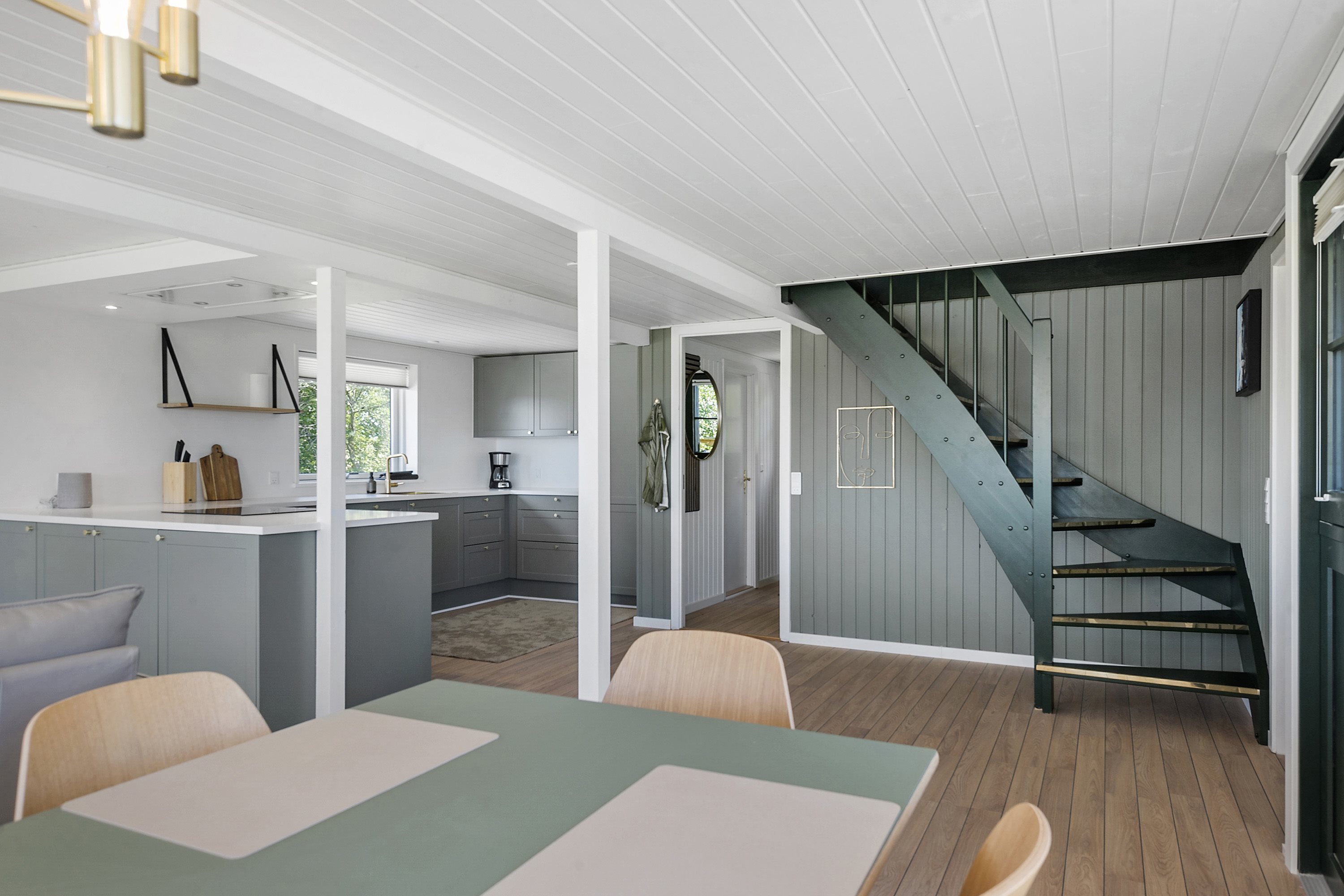 Fremhævet køkken/alrum/stue billede i fuldskærmstilstand. Billede af Mossøbrå 21, Vrold, 8660 Skanderborg