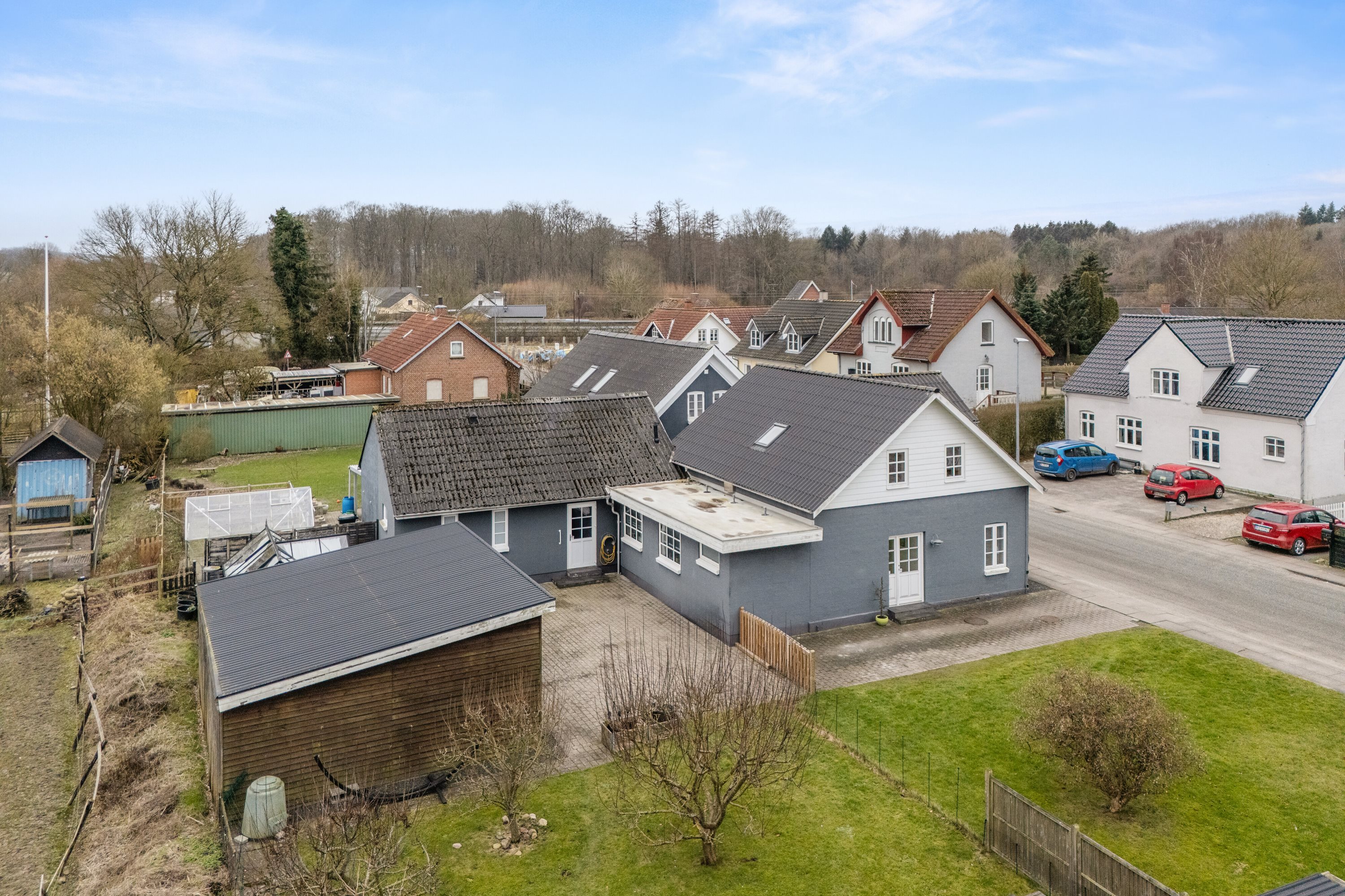 Fremhævet luftfoto billede i fuldskærmstilstand. Billede af Søndergade 14, Skalbjerg, 5492 Vissenbjerg