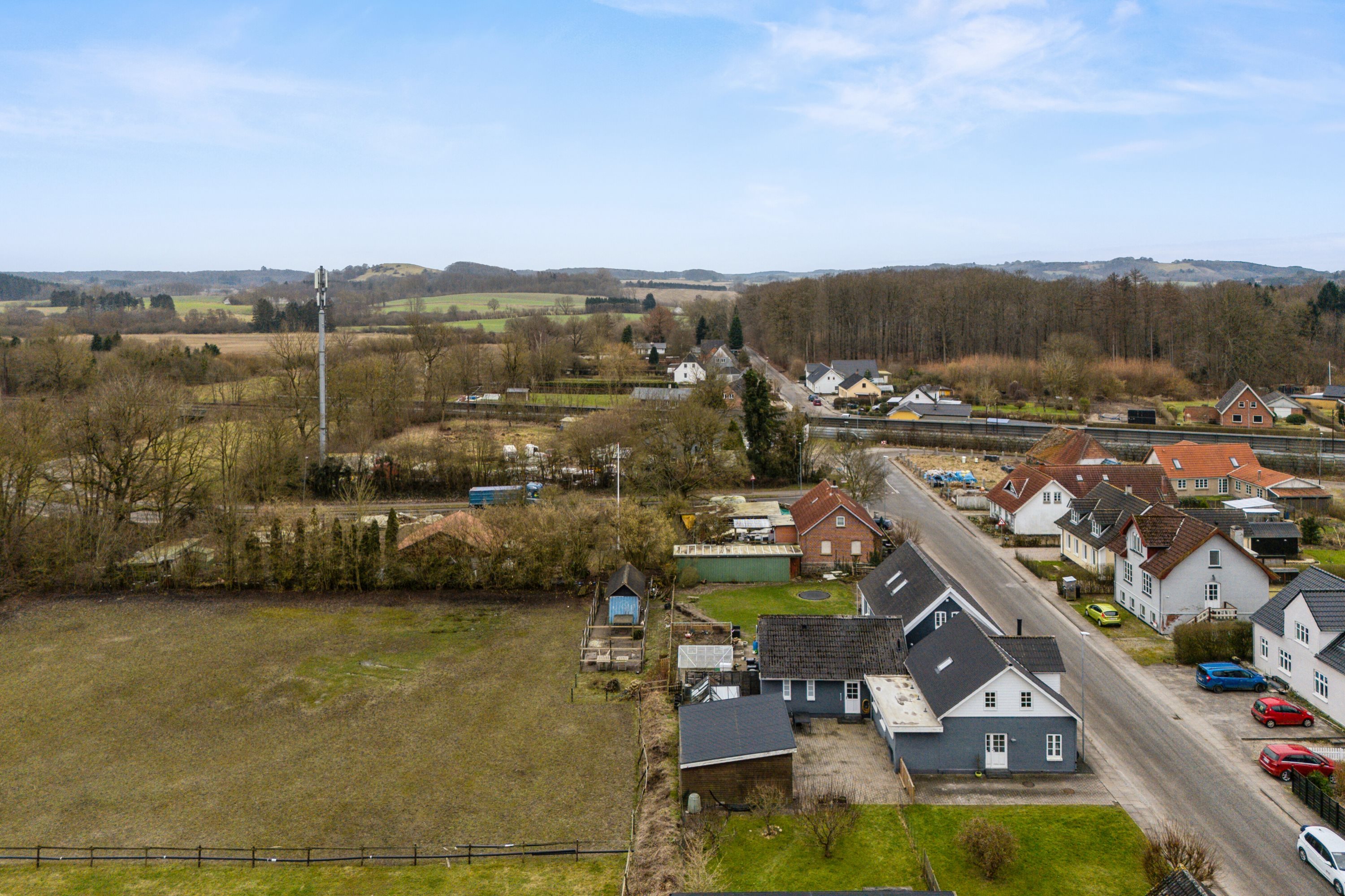 Fremhævet luftfoto billede i fuldskærmstilstand. Billede af Søndergade 14, Skalbjerg, 5492 Vissenbjerg