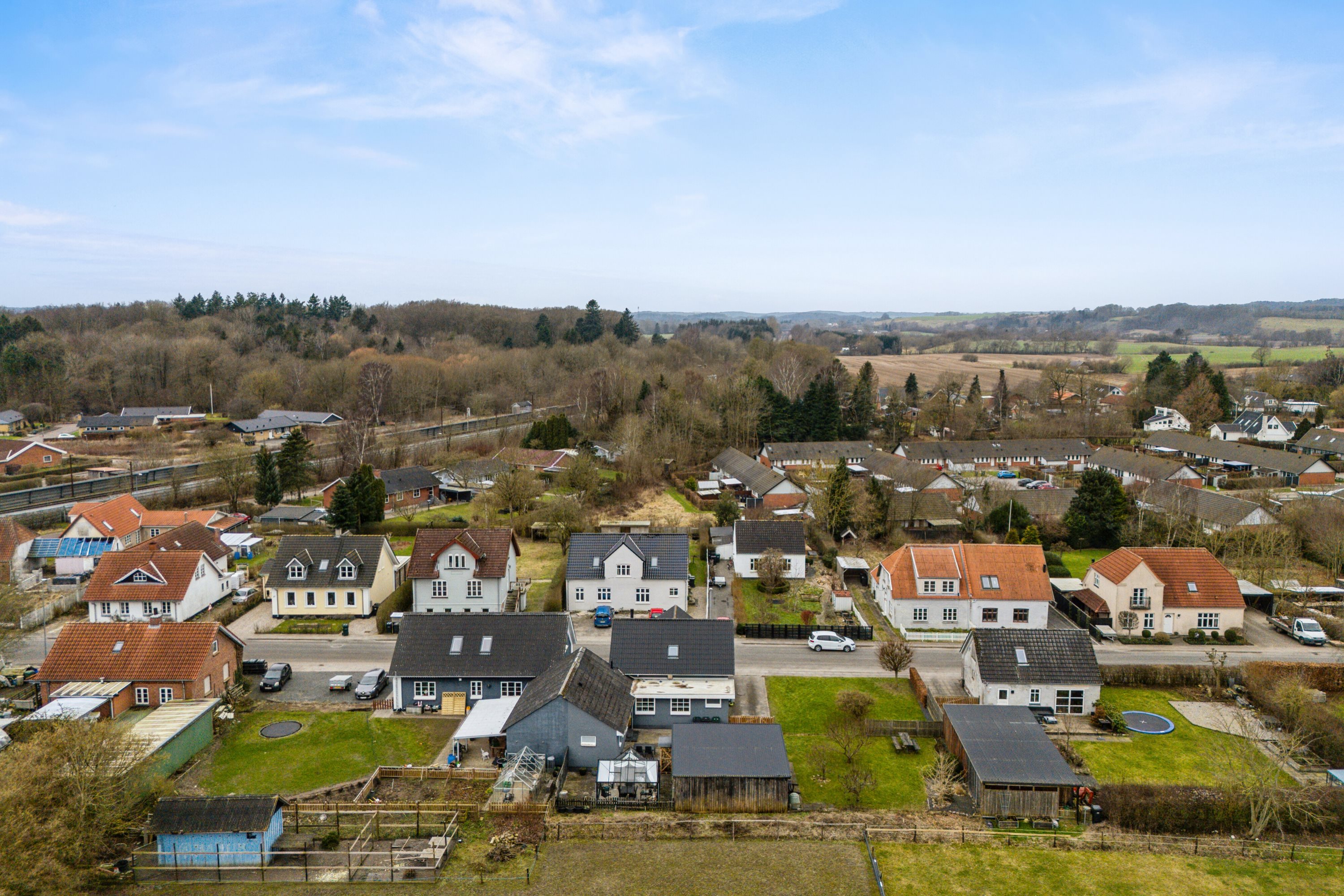 Fremhævet luftfoto billede i fuldskærmstilstand. Billede af Søndergade 14, Skalbjerg, 5492 Vissenbjerg