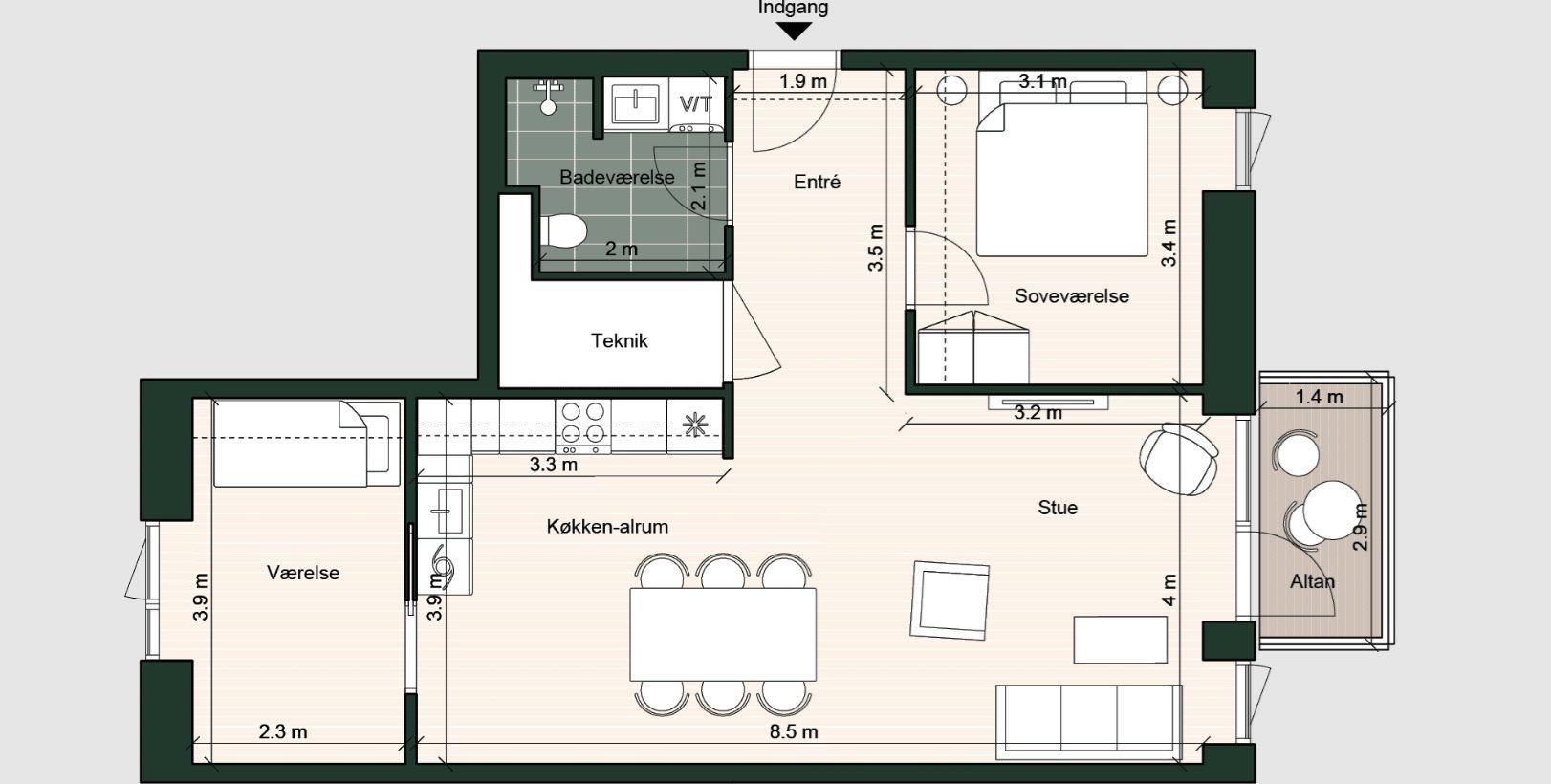 Plantegninger billede af Malmøgade 37, 2. th., 5000 Odense C