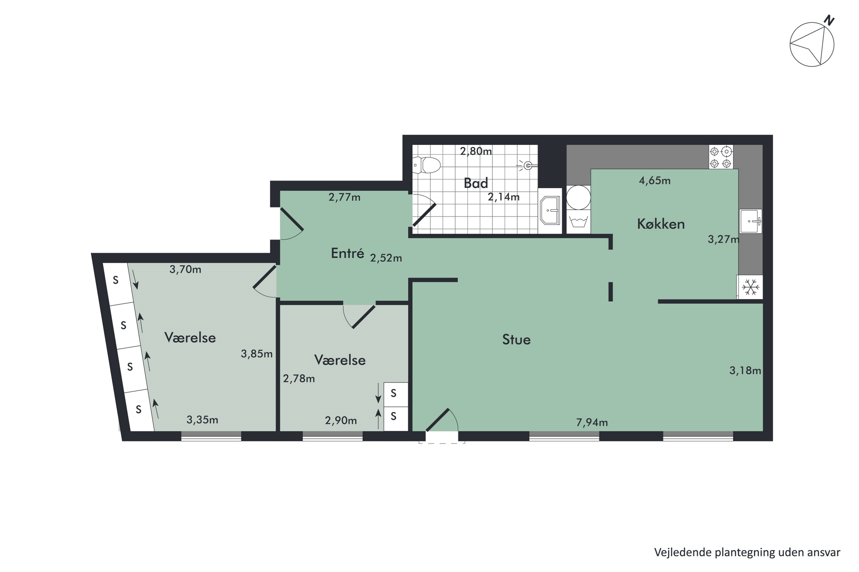 Plantegninger billede af Thistedvej 85A, 1., 9400 Nørresundby
