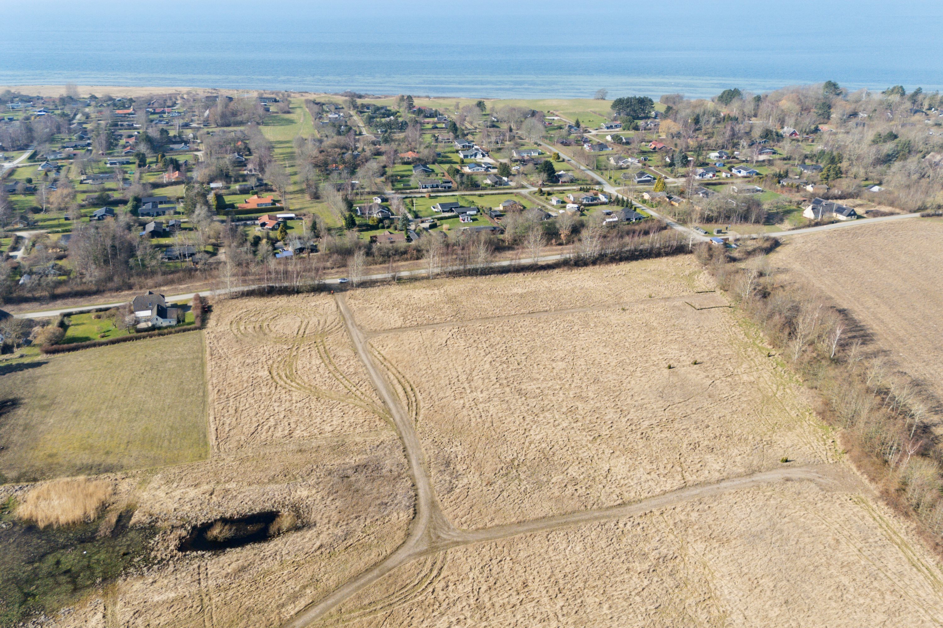Fremhævet luftfoto billede i fuldskærmstilstand. Billede af Lavendelvej 30, Stoense Udflytter, 5953 Tranekær