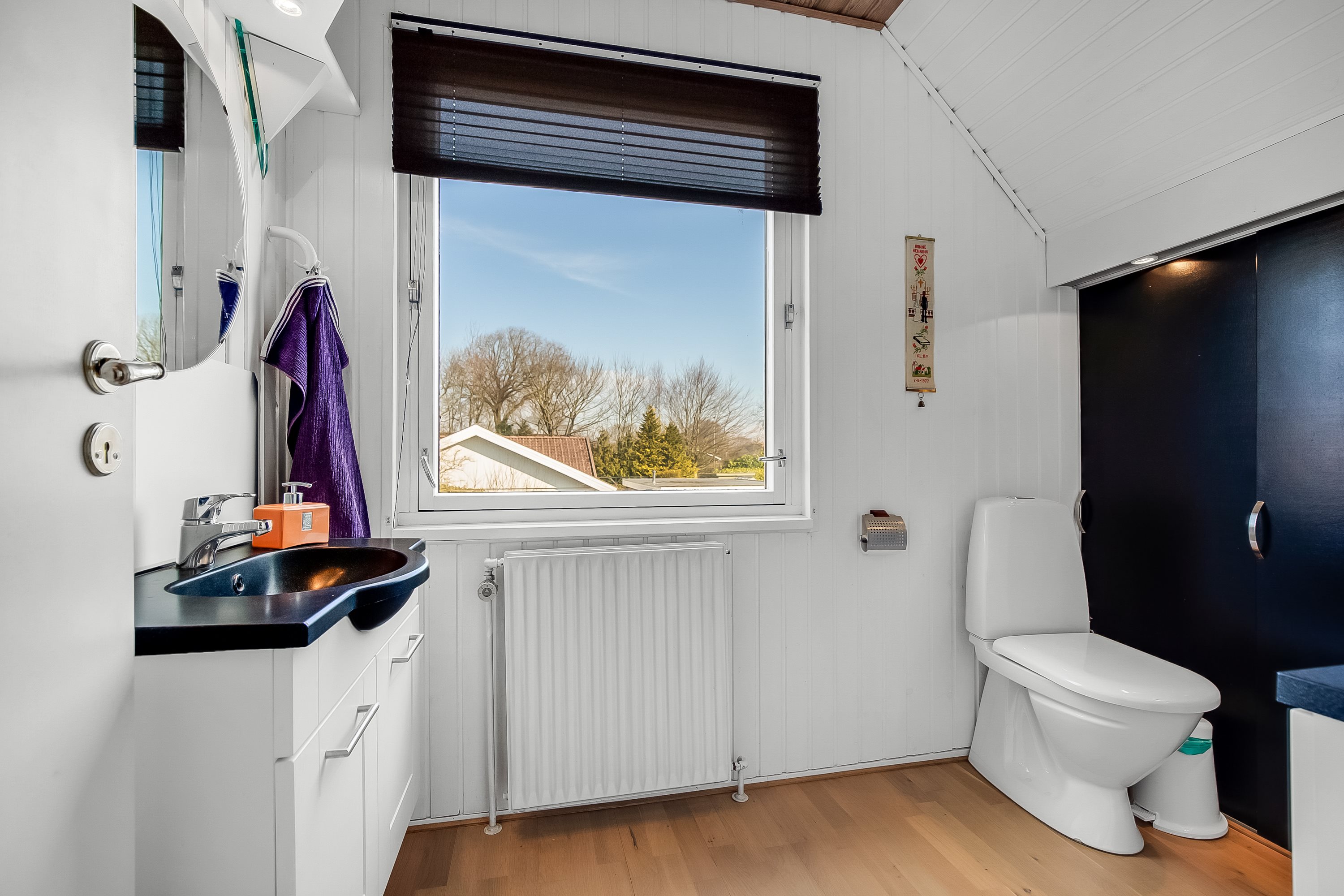 Fremhævet toilet billede i fuldskærmstilstand. Billede af J.A. Petersens Park 12, 6093 Sjølund