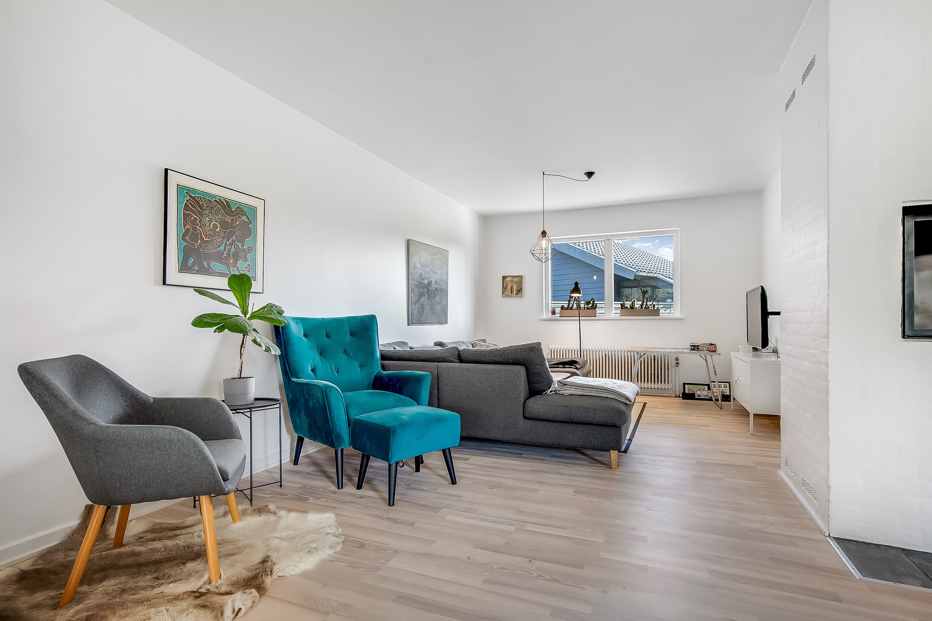 Fremhævet stue billede i fuldskærmstilstand. Billede af Heimdalsvej 15, 6000 Kolding