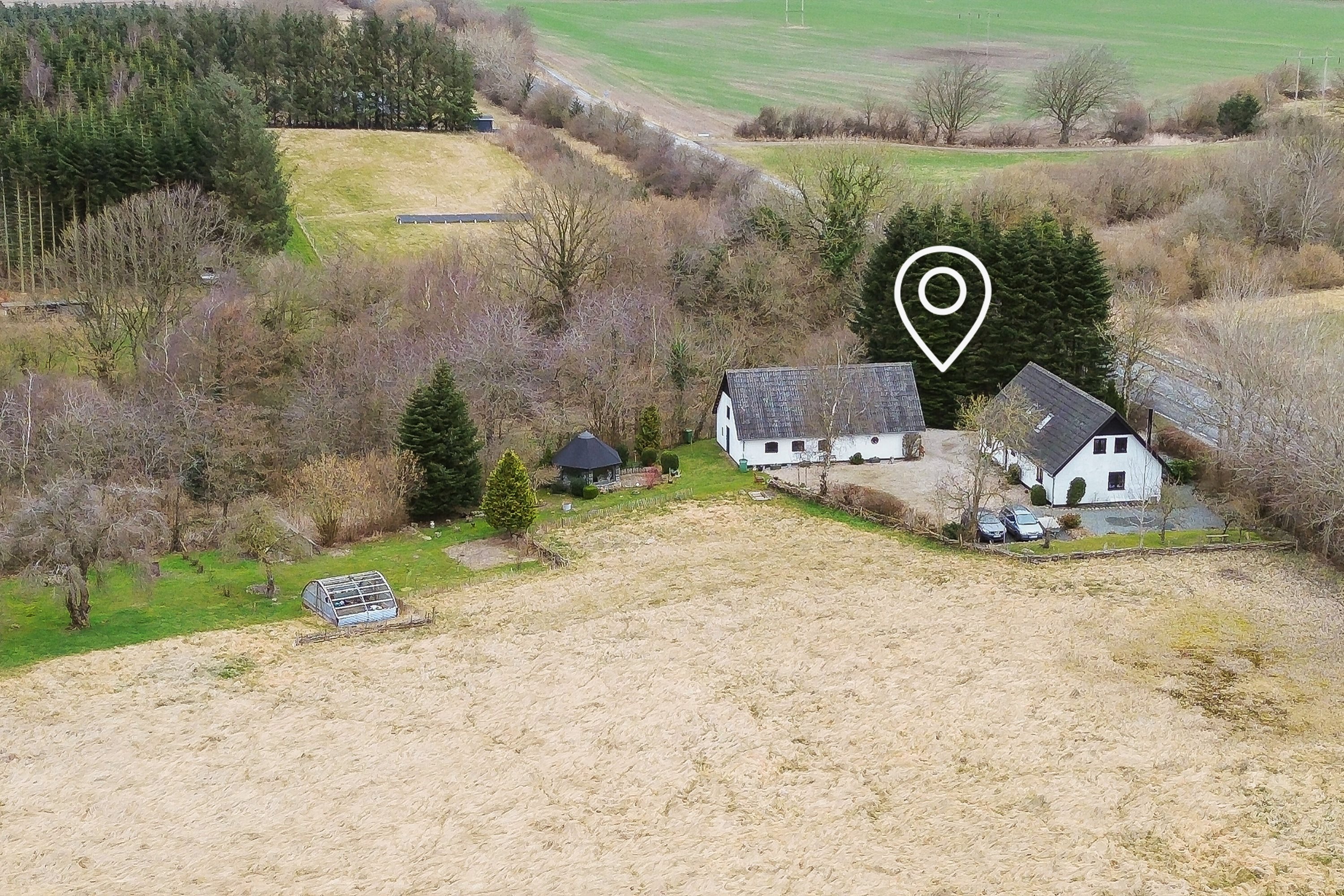 Fremhævet luftfoto billede i fuldskærmstilstand. Billede af Haderslevvej 469, Genner, 6230 Rødekro