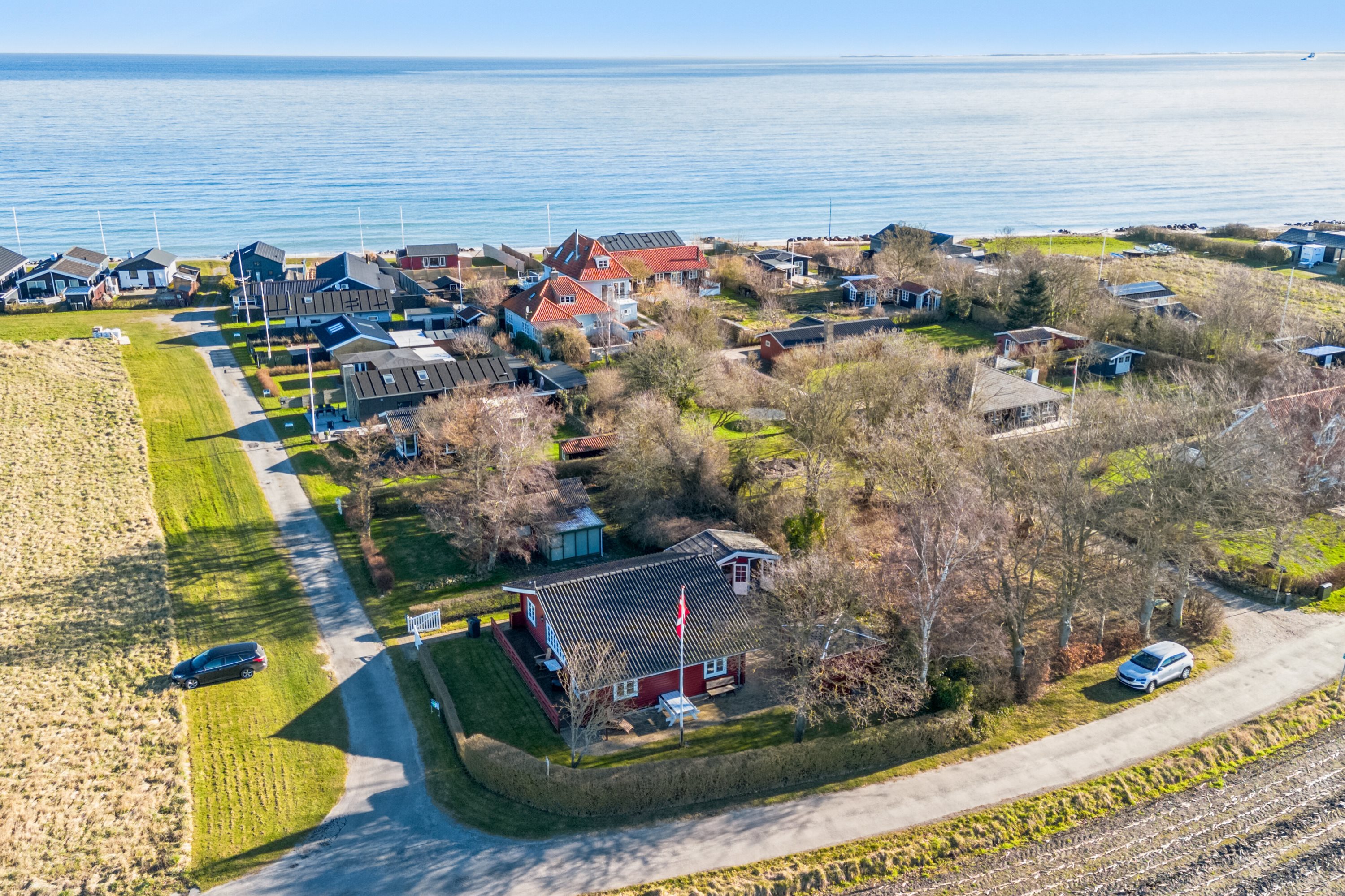 Fremhævet luftfoto billede i fuldskærmstilstand. Billede af Præstegyden 1, Kristiansminde, 5450 Otterup