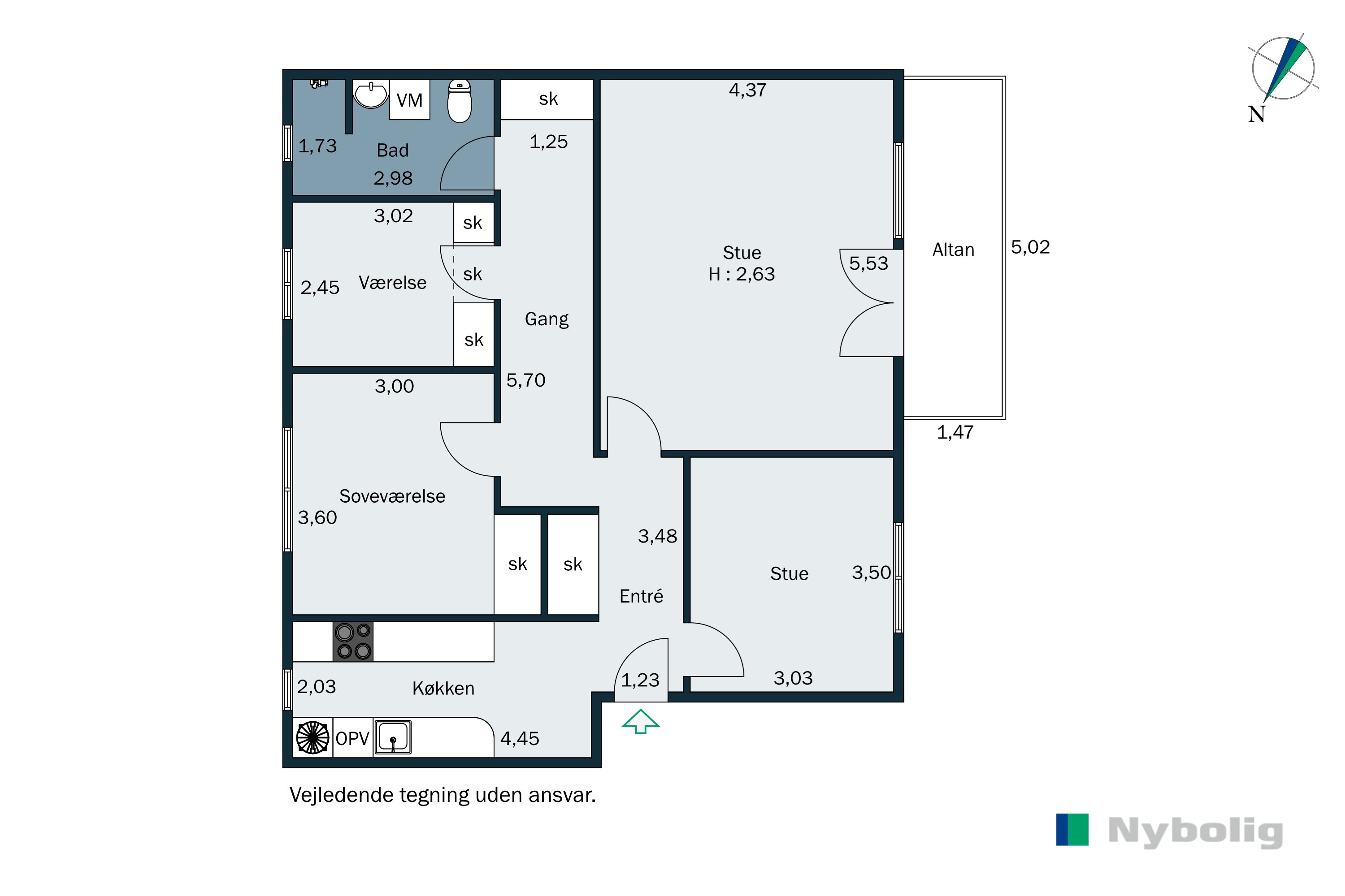 Plantegninger billede af Rønnebærvej 18B, 1. th., 2840 Holte