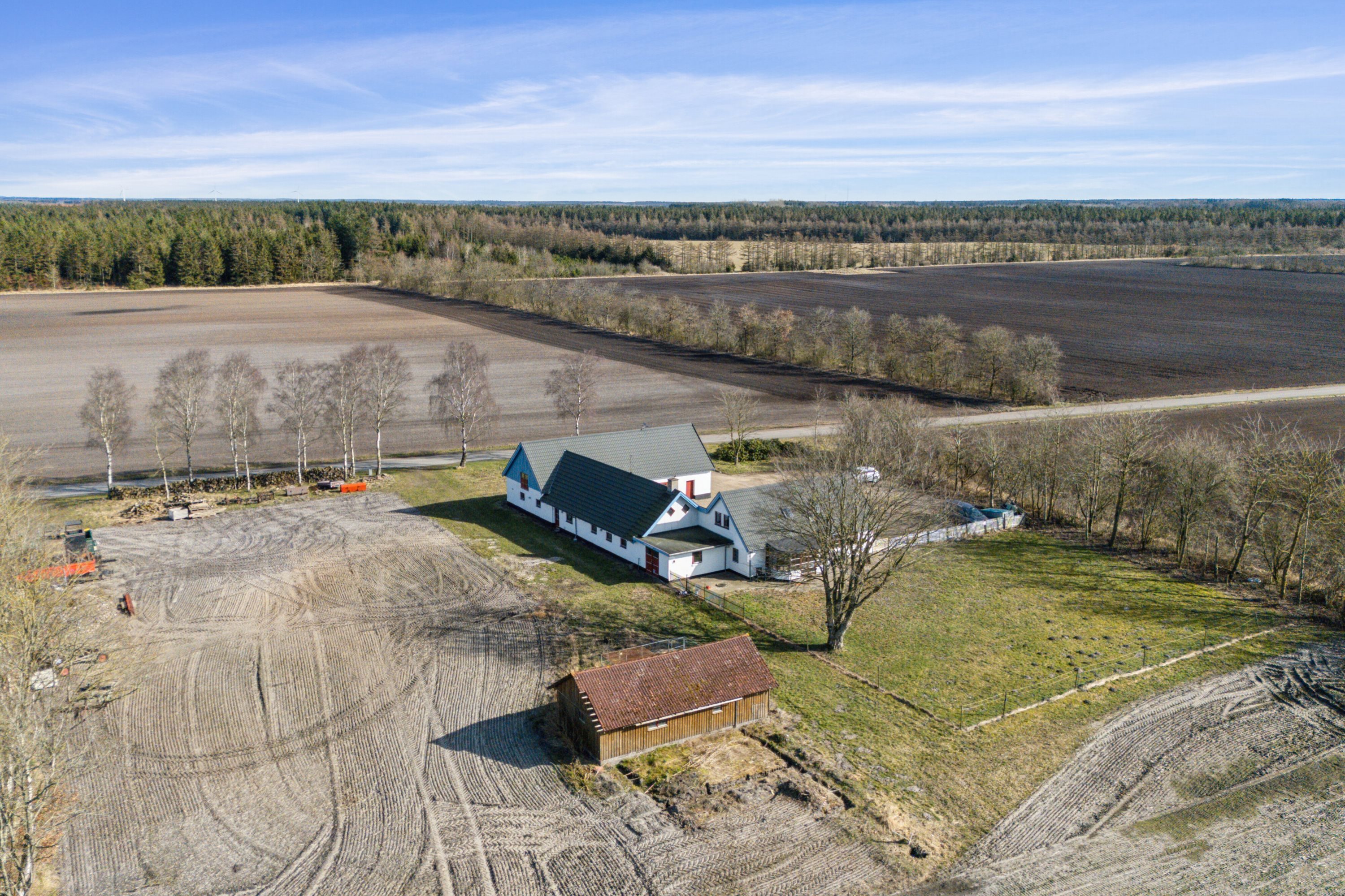 Fremhævet luftfoto billede i fuldskærmstilstand. Billede af Ruskærvej 23, Ilskov, 7451 Sunds