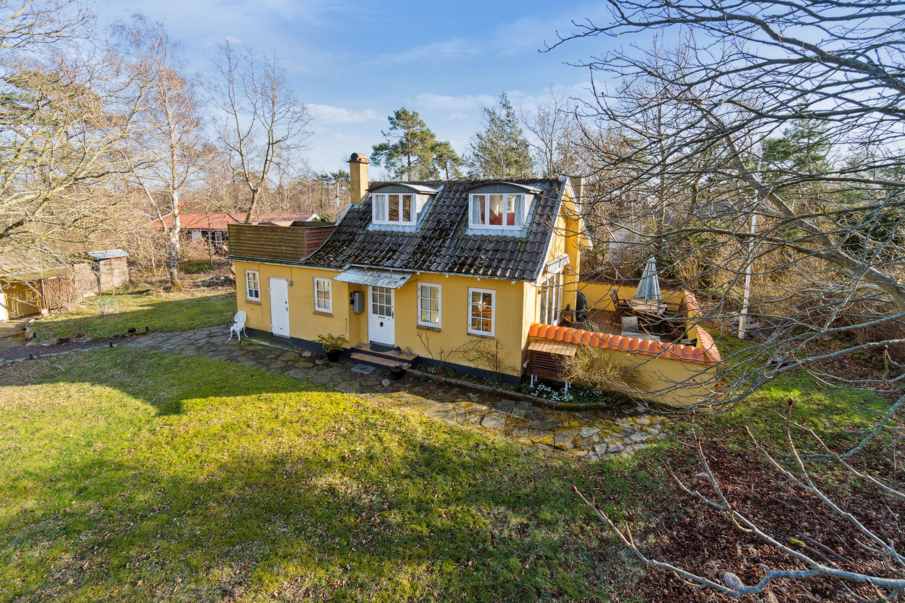 Fremhævet set fra haven billede i fuldskærmstilstand. Billede af Myrevej 5B, Balka, 3730 Nexø