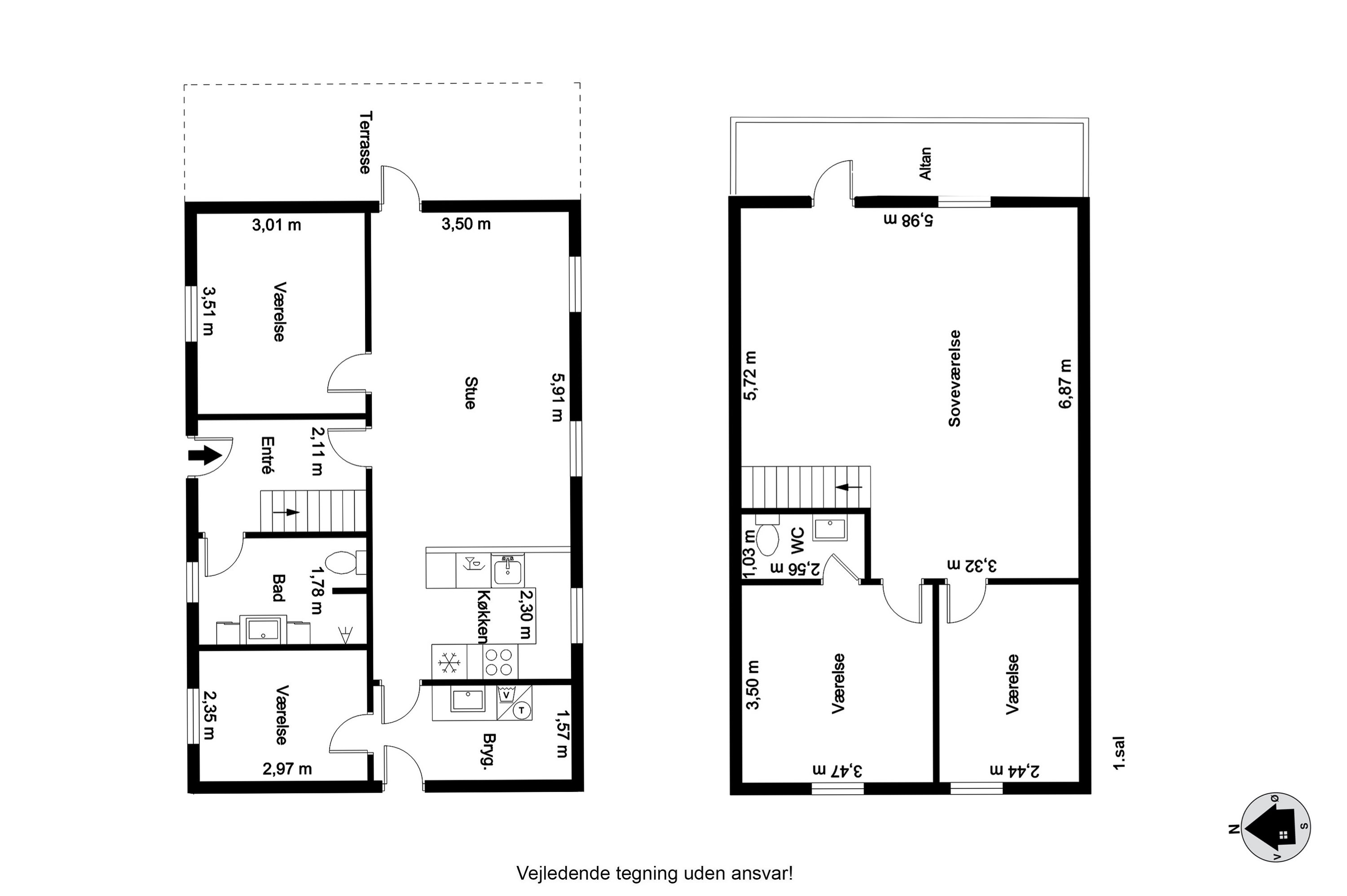 Plantegninger billede af Østkystvejen 309A, Voerså, 9300 Sæby