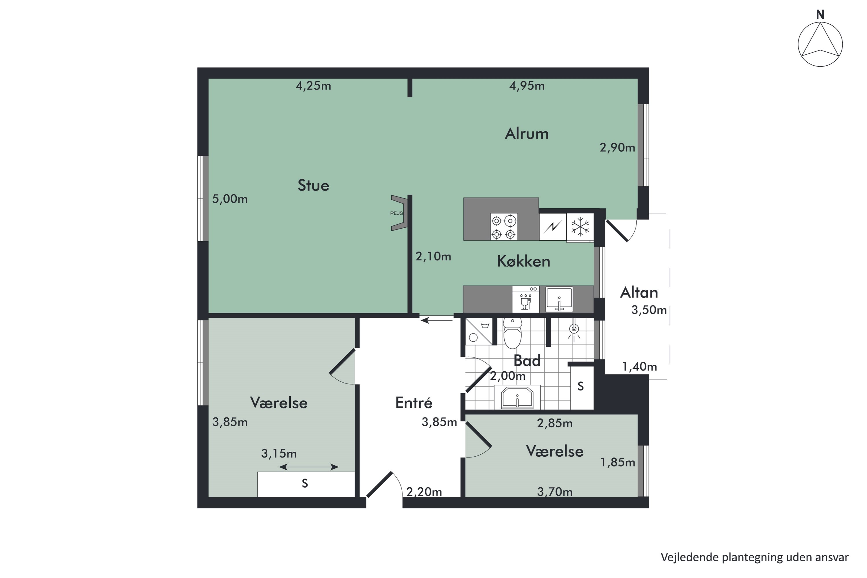 Plantegninger billede af Vestre Alle 5, 4. tv., 9000 Aalborg