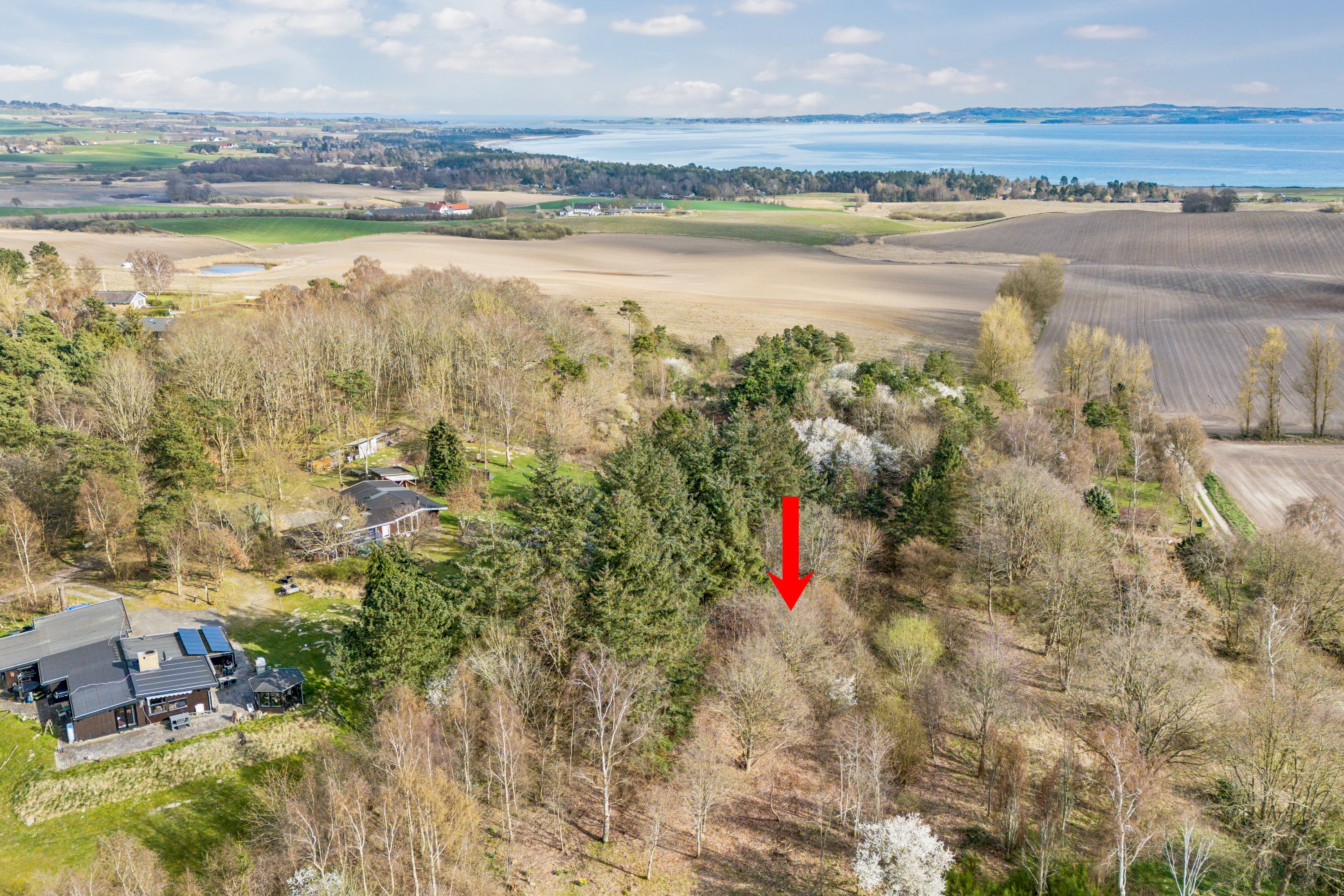 Fremhævet luftfoto billede i fuldskærmstilstand. Billede af Hyldestien 3, Tved, 8420 Knebel