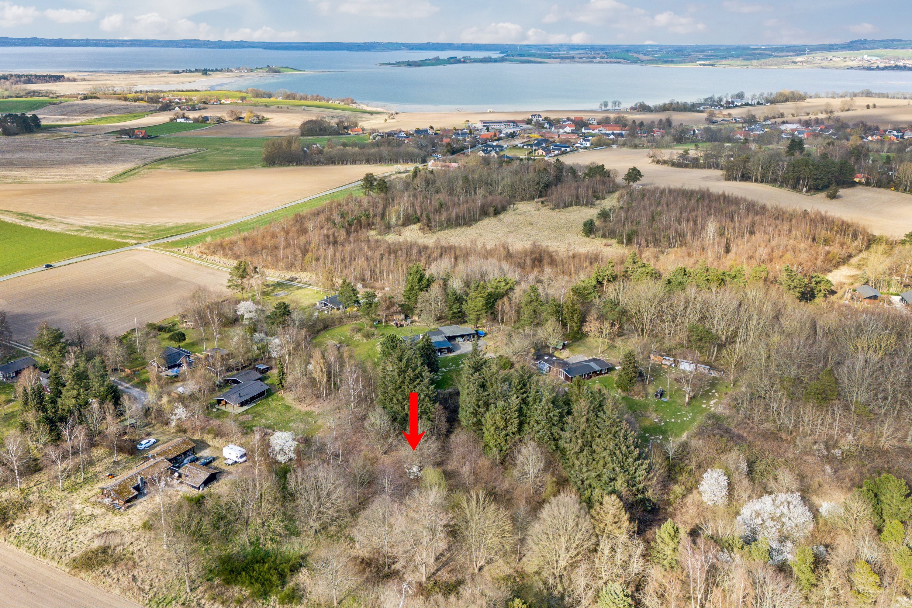 Fremhævet luftfoto billede i fuldskærmstilstand. Billede af Hyldestien 3, Tved, 8420 Knebel
