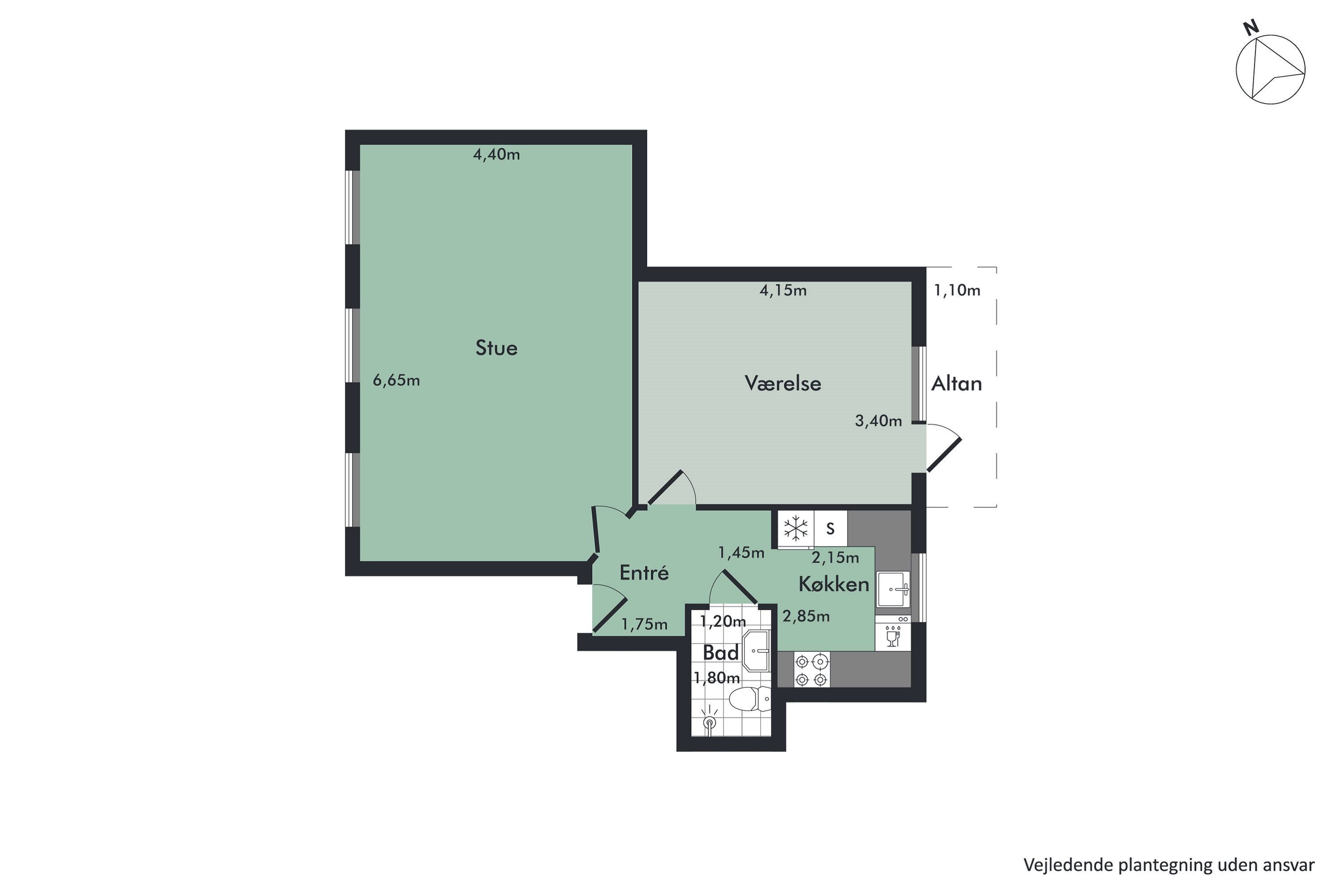 Plantegninger billede af Schleppegrellsgade 78, 1. tv., 9000 Aalborg