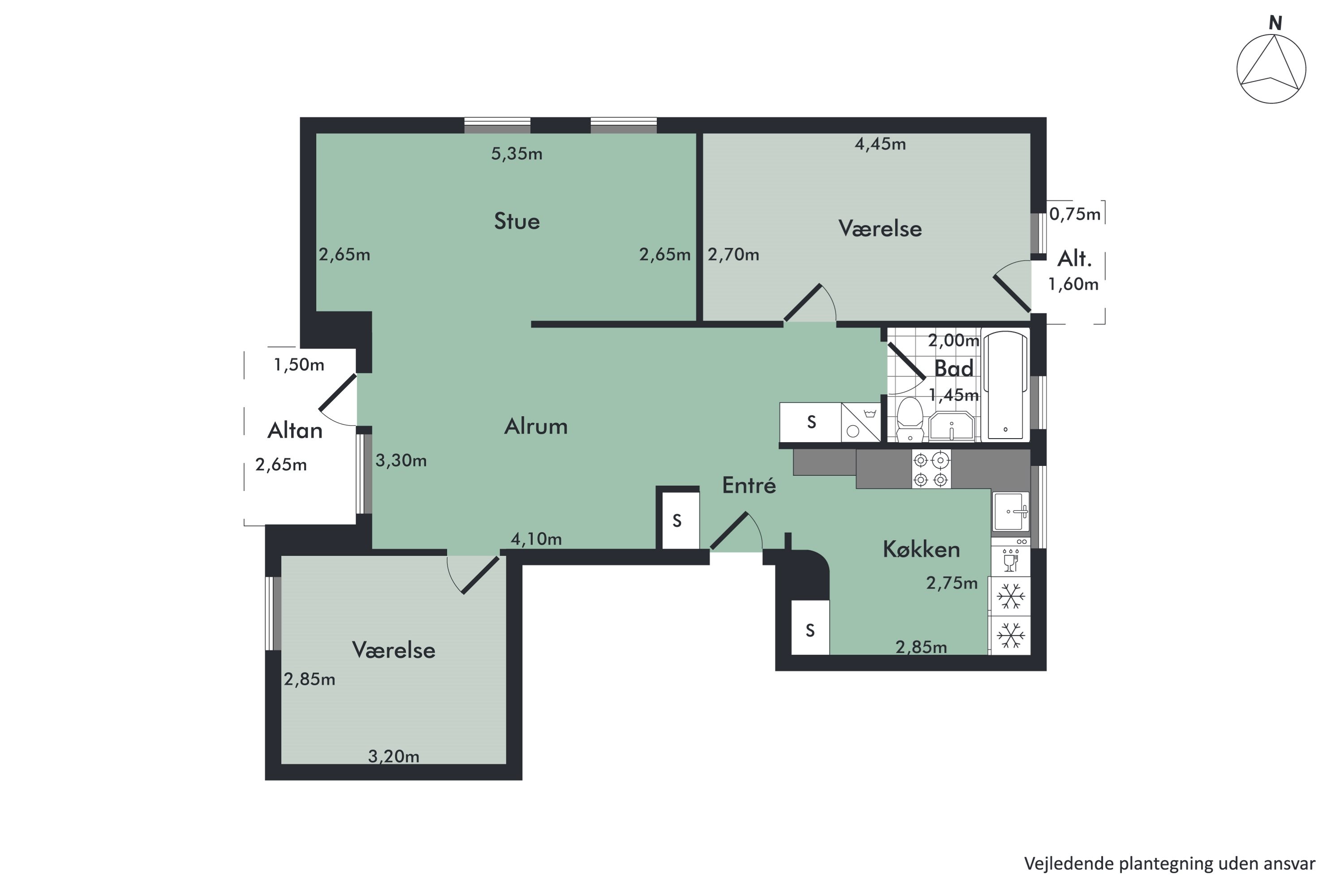 Plantegninger billede af Hobrovej 93, 2. tv., 9000 Aalborg