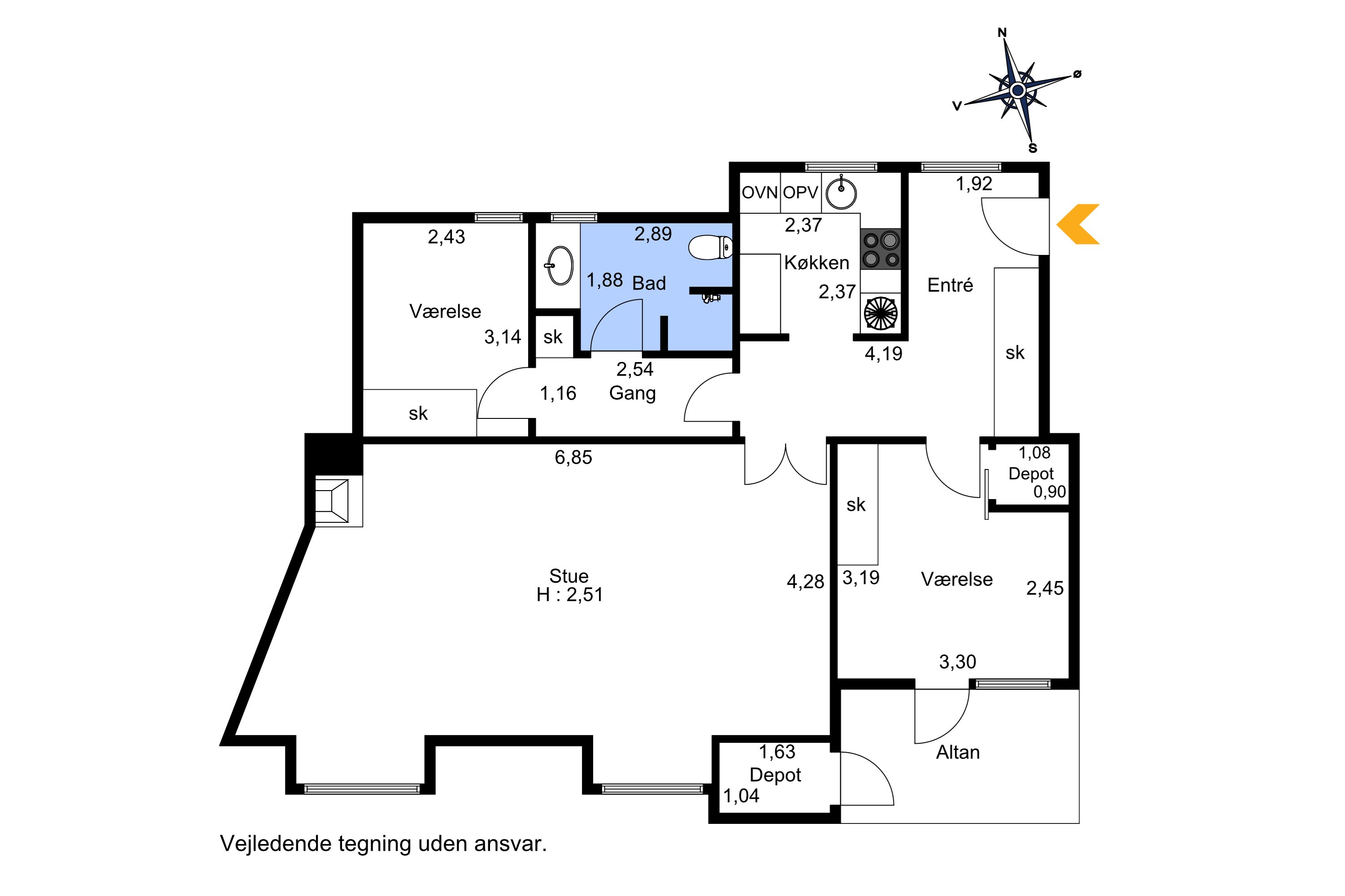 Plantegninger billede af Vestergade 14C, 2. tv., 7800 Skive