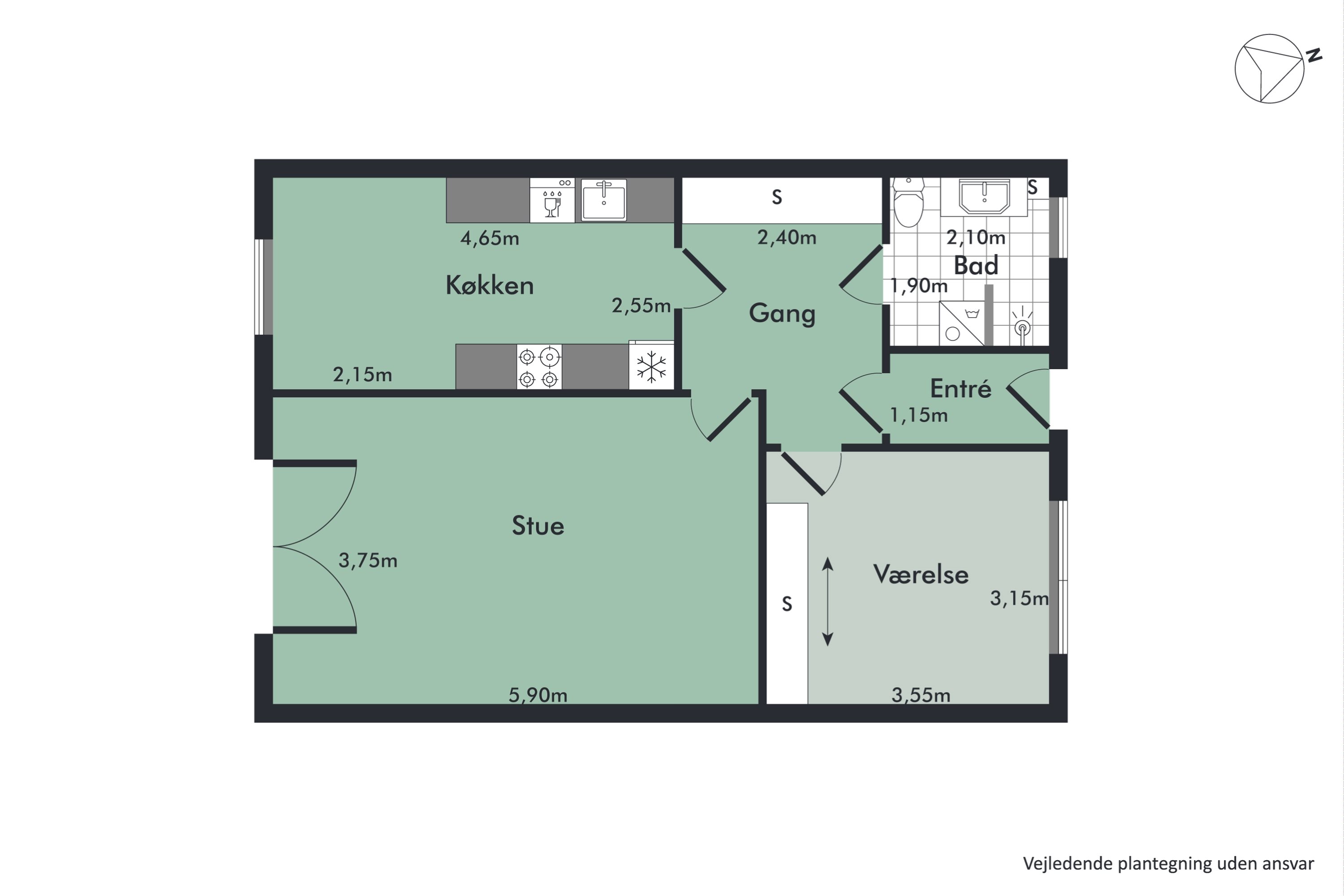 Plantegninger billede af Østerbro 47, 1. 8., 9000 Aalborg