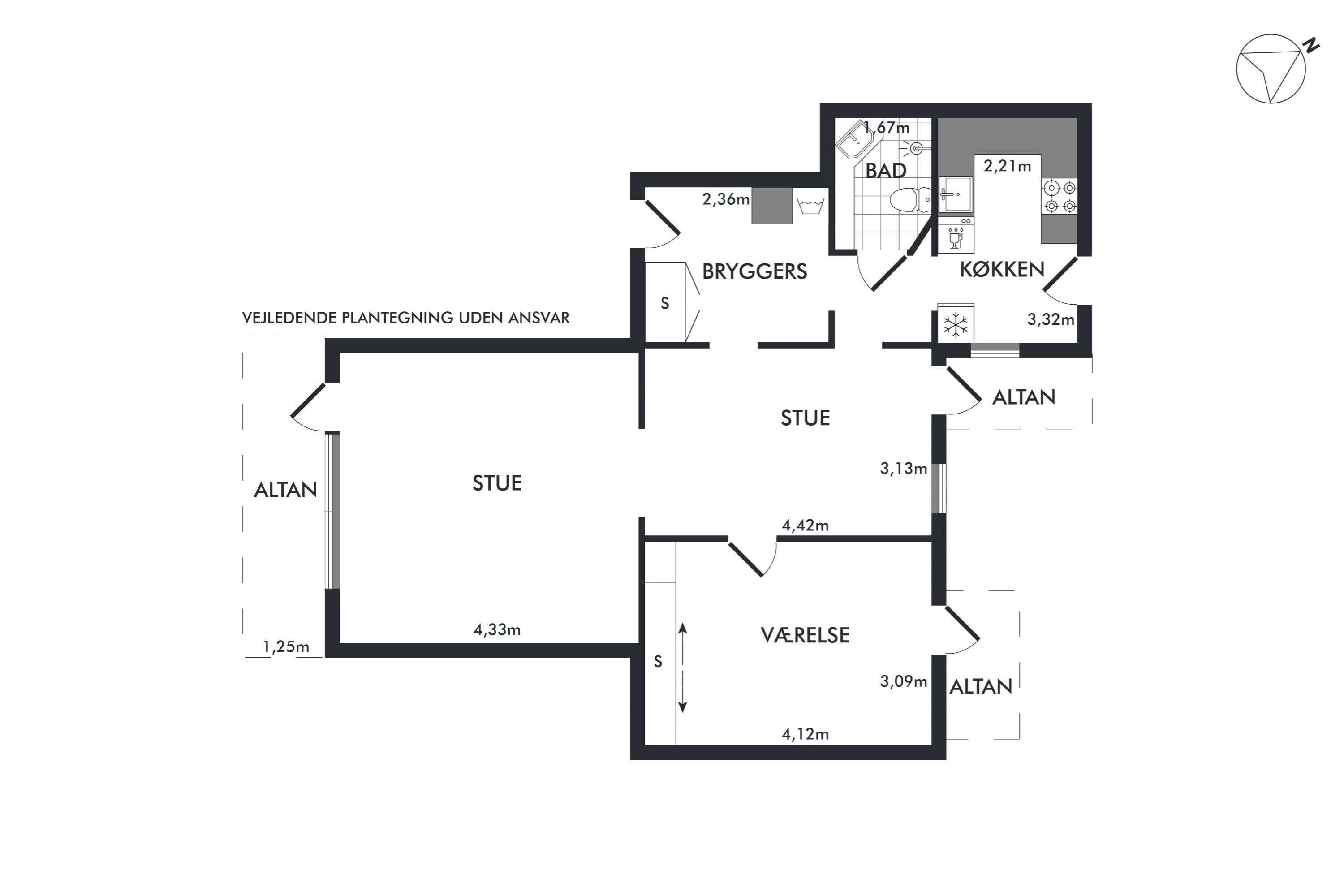 Plantegninger billede af Europa Plads 4B, 1. th., 9000 Aalborg