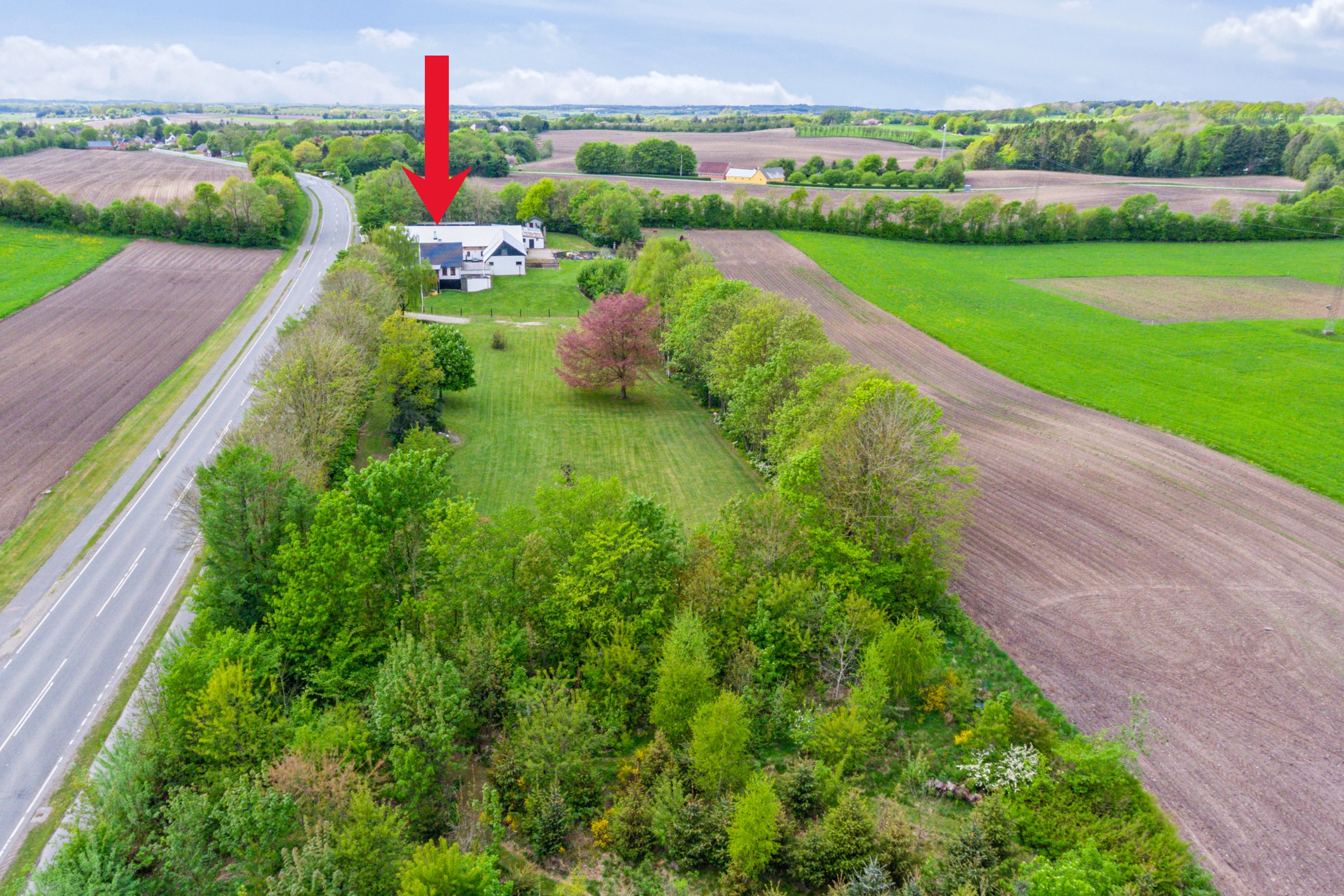 Fremhævet luftfoto billede i fuldskærmstilstand. Billede af Boldrupvej 109, Simested, 9620 Aalestrup