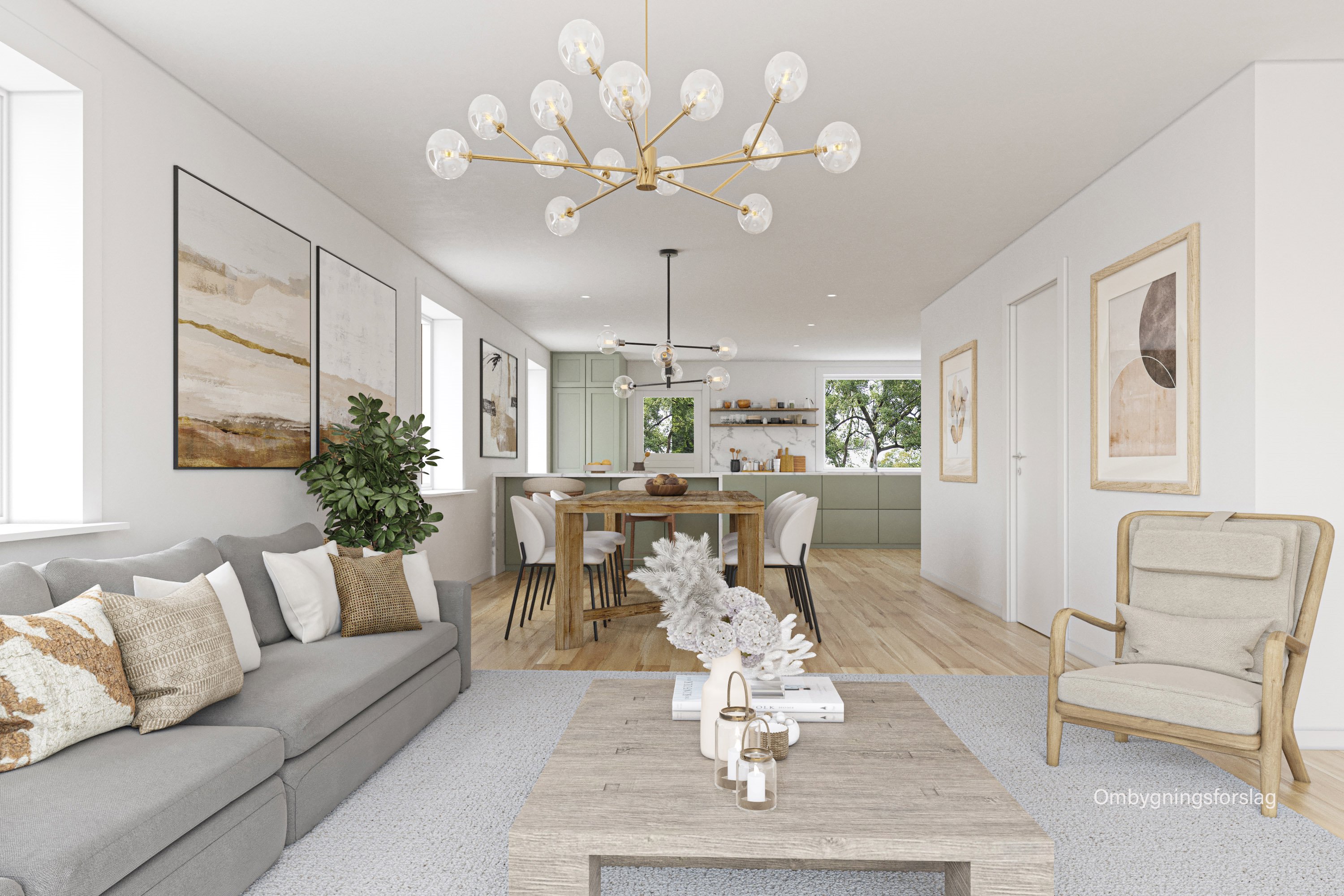 Fremhævet køkken/alrum - forslag billede i fuldskærmstilstand. Billede af Soltoften 6, 7900 Nykøbing M