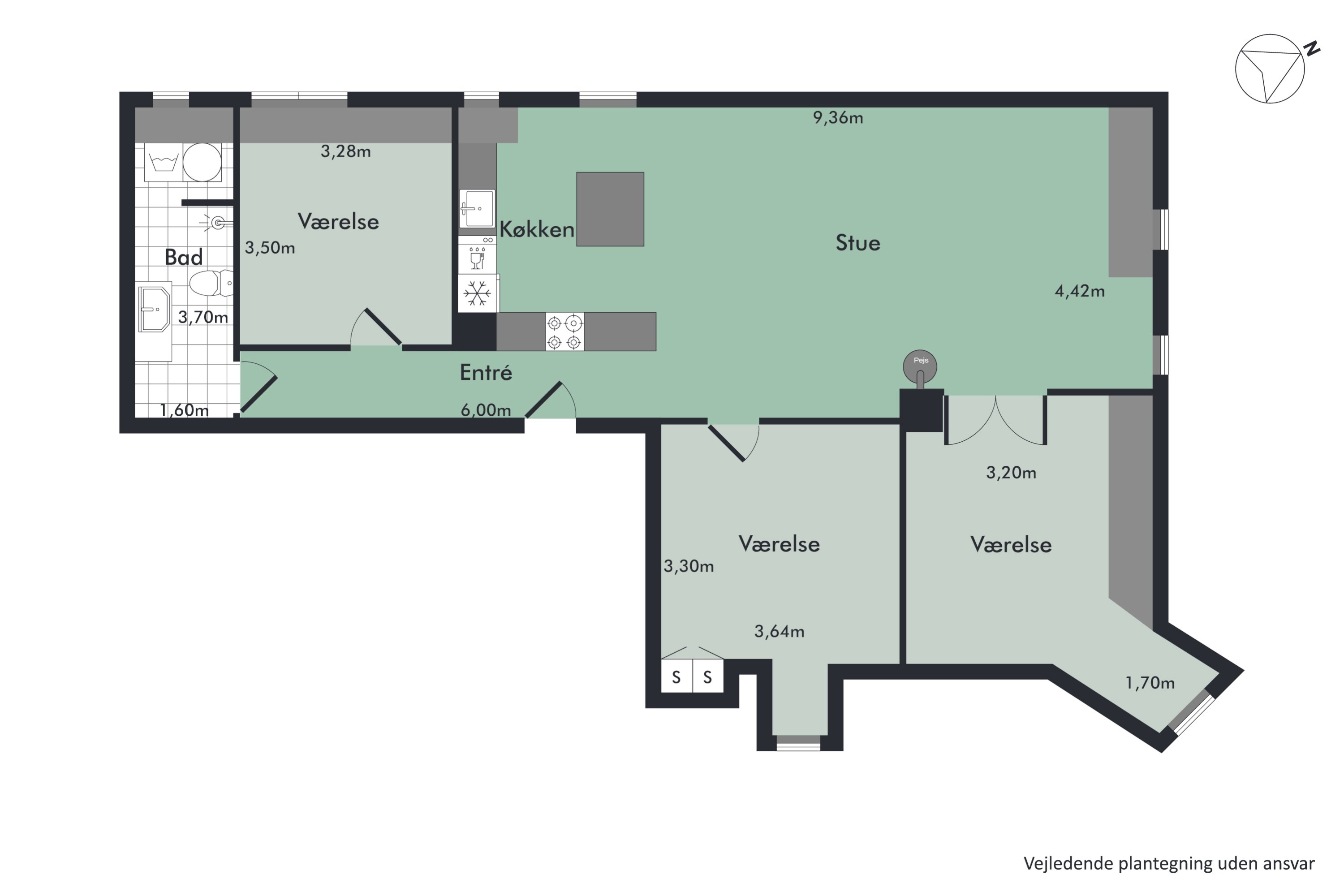 Plantegninger billede af Løkkegade 16A, 3. th., 9000 Aalborg