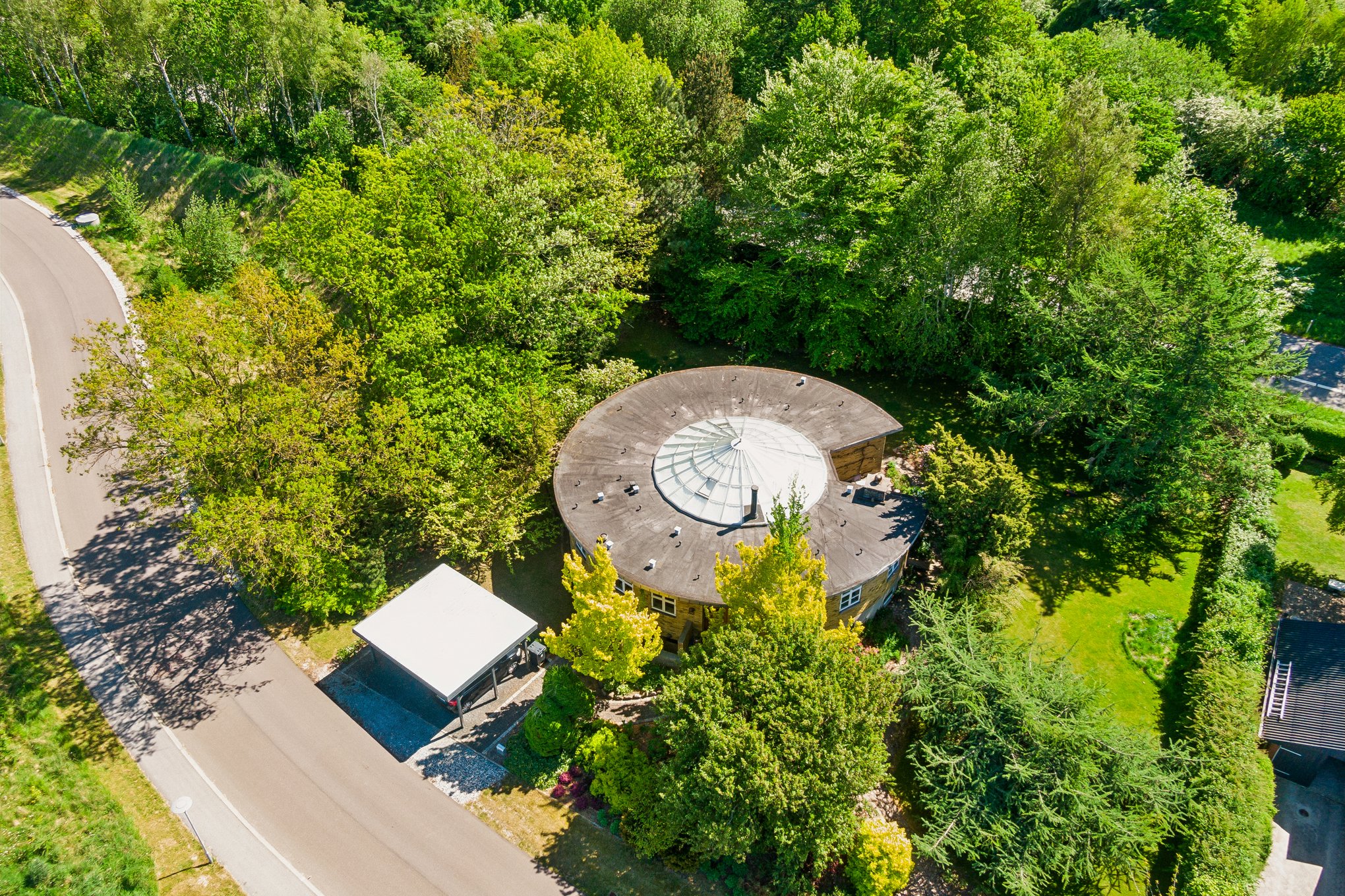 Fremhævet luftfoto billede i fuldskærmstilstand. Billede af Hjortevej 52, 8960 Randers SØ